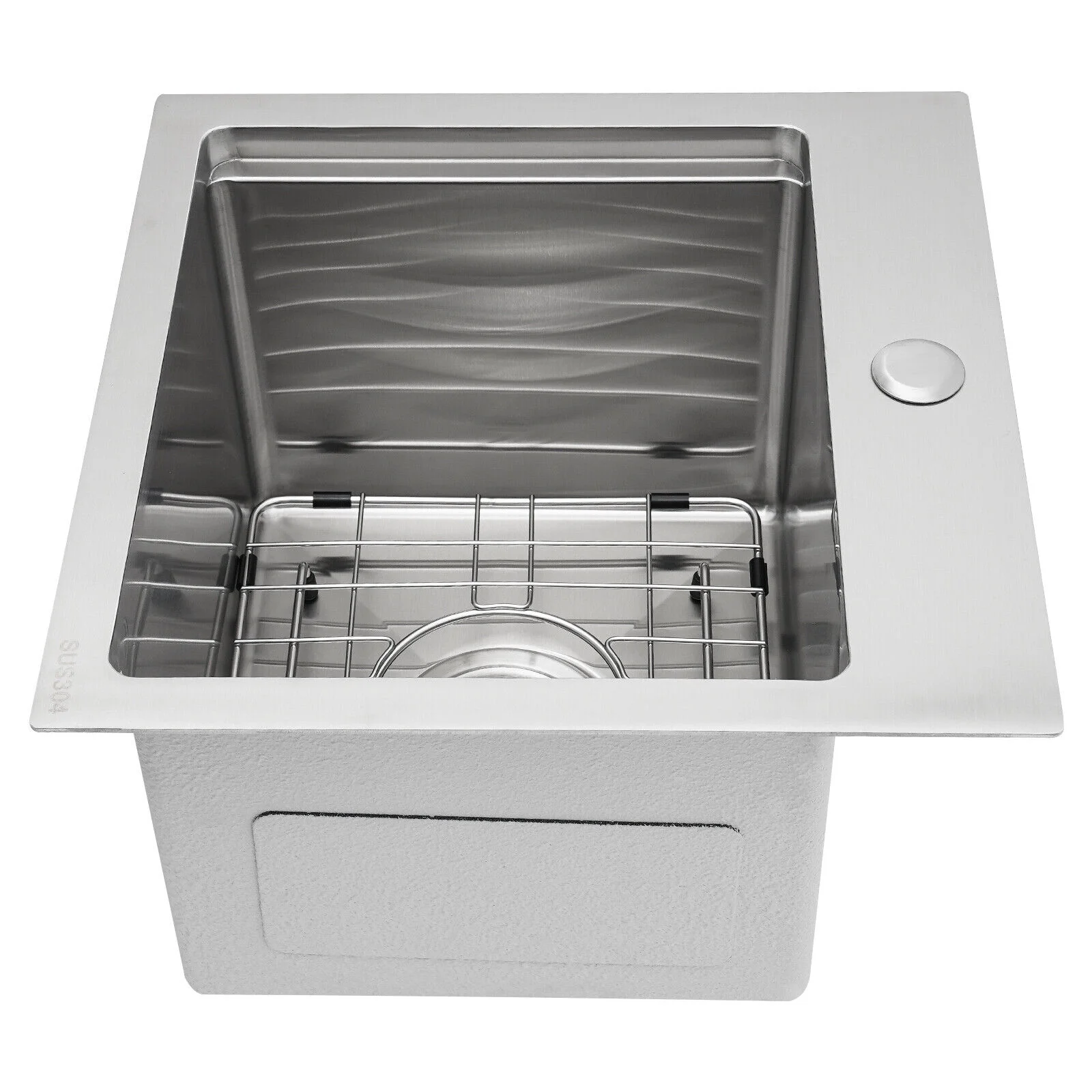 15 x 15 inch Stainless Steel Drop-in Bar Sink Topmount Kitchen Sink Single Bowl