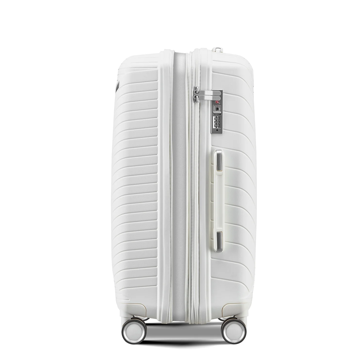 4 Piece Luggage Set, Expandable Lightweight Suitcase Set, PP Materials Travel Luggage with TSA Lock Spinner Wheels, White (14/20/24/28)