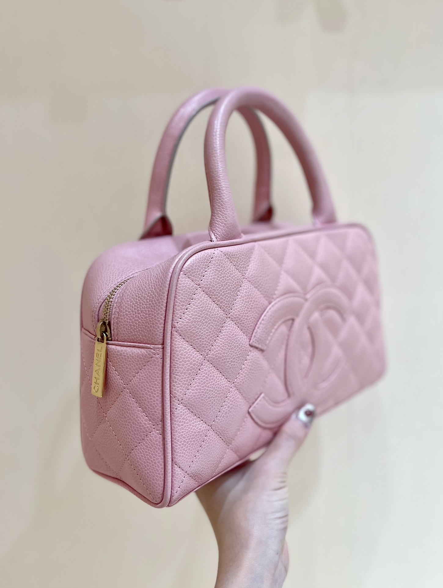[15A] Chanel Caviar Quilted Bowling Bag
