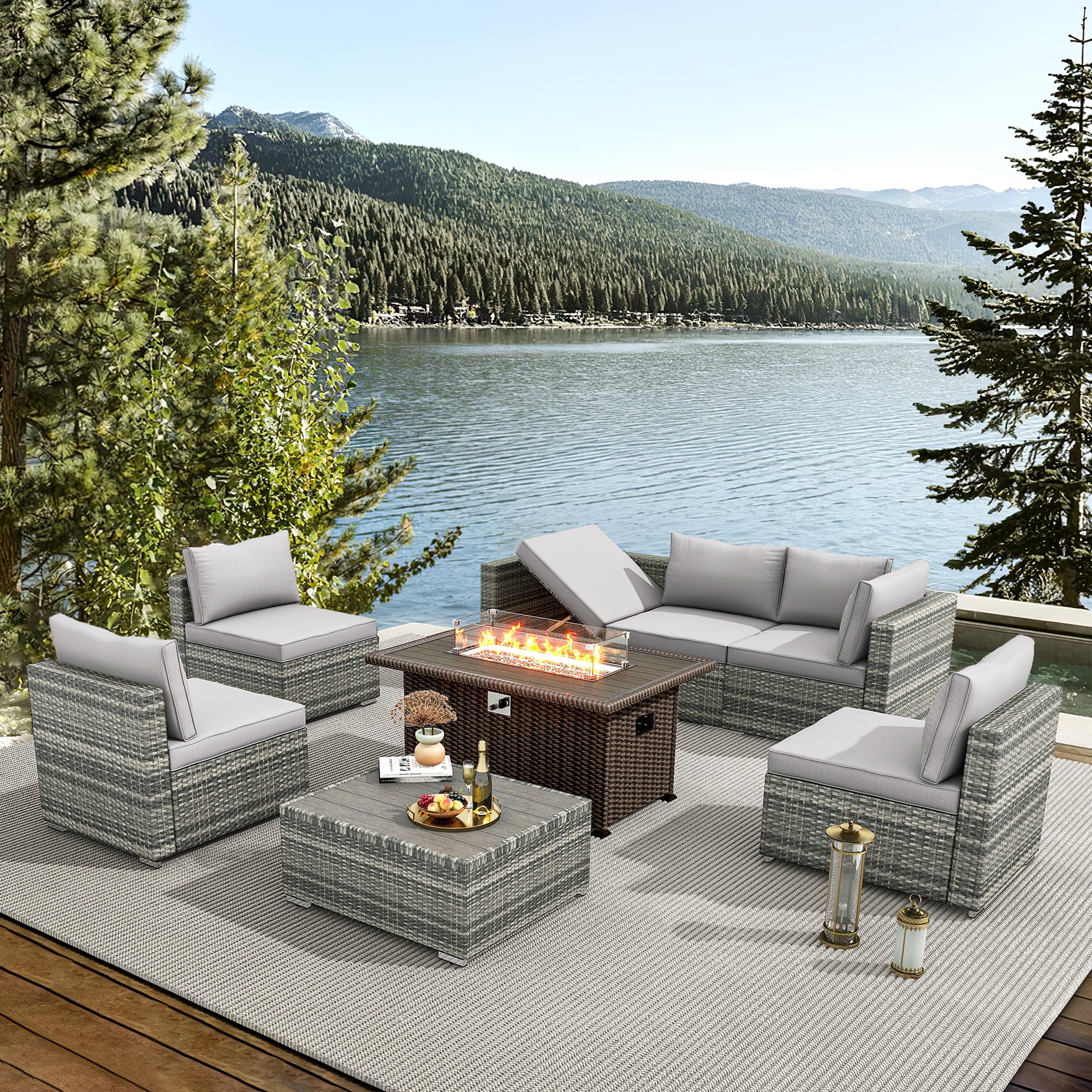 HOMREST 7 Pieces Outdoor Patio Furniture Set with 44