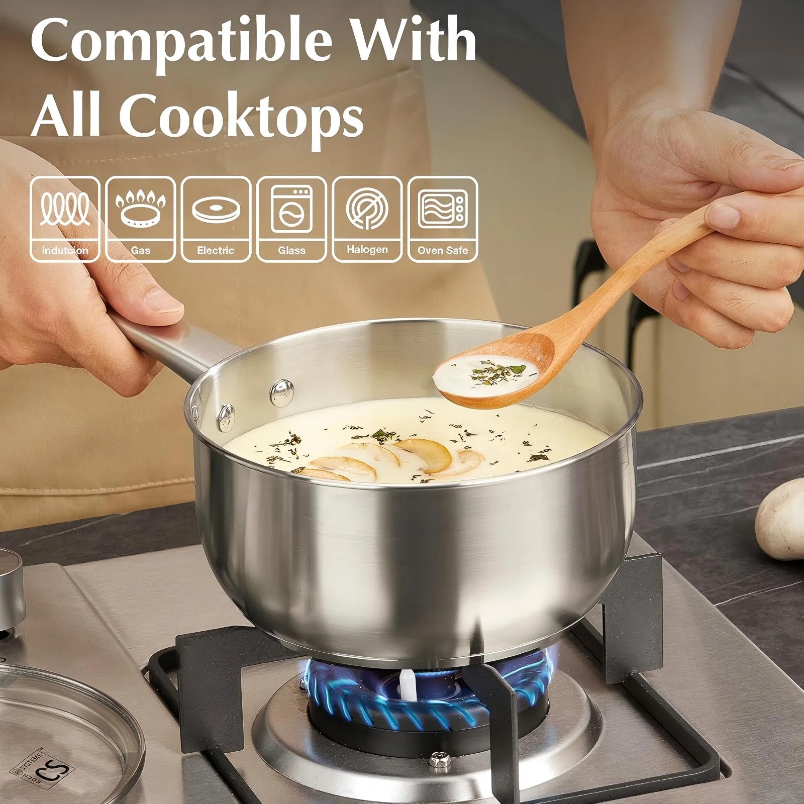 Koch Systeme CS Stainless Steel Cookware Set 10 Piece, 18/10 Stainless Steel Pots and Pans Set for Professional Cooking, Induction Compatible, Dishwasher and Oven Safe