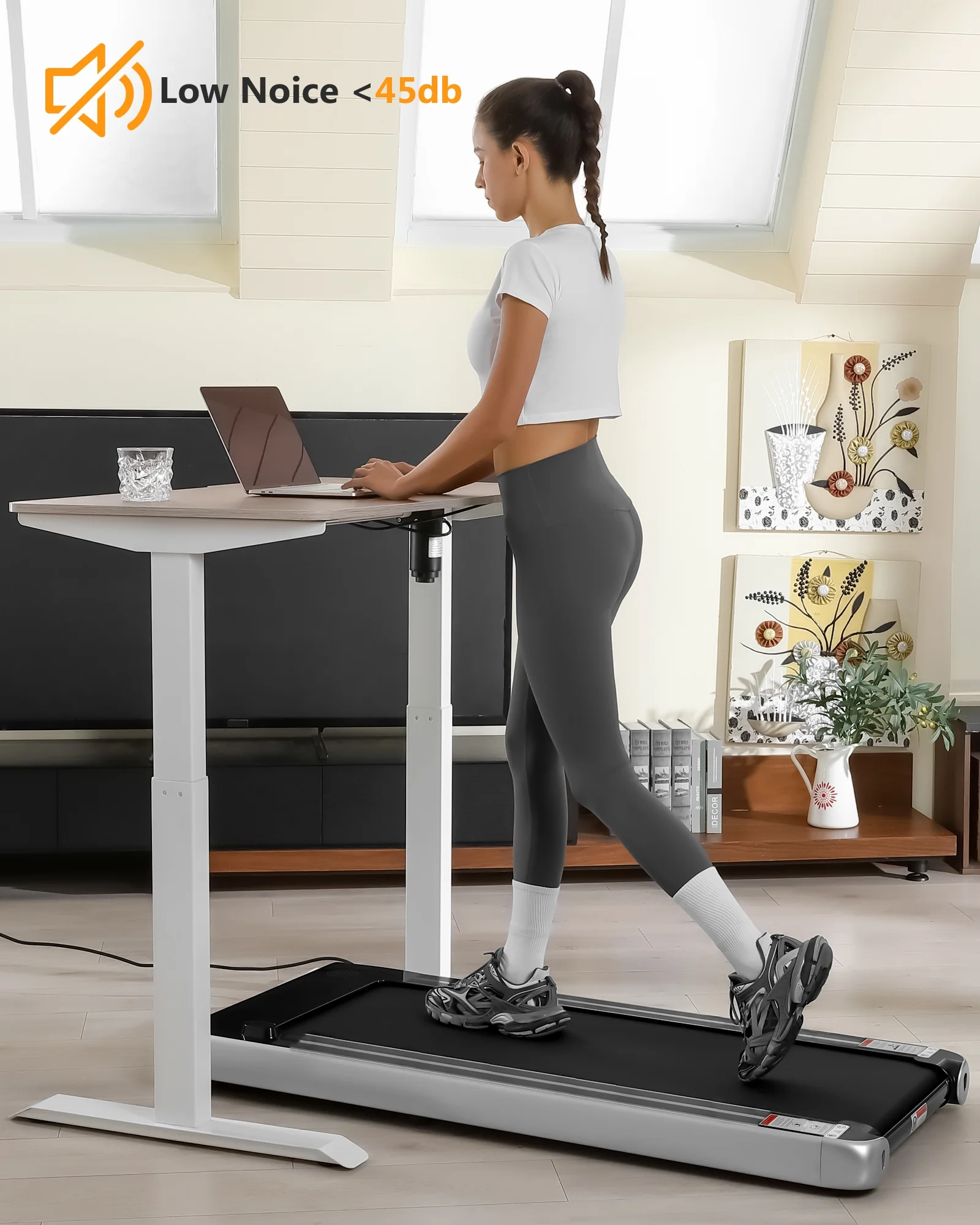 Zzistar Walking Pad Electric Treadmill, 2.5HP 0.6-3.8 mph Remote & Button Control Under Desk Treadmill with LCD Monitor