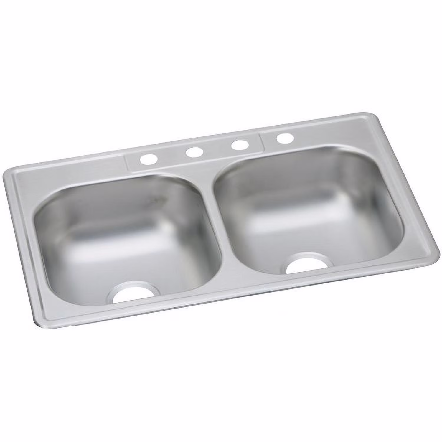 Elkay DD233224 22 Gauge Stainless Steel Double Bowl Top Mount Kitchen Sink, 33 x 22 x 7.0625