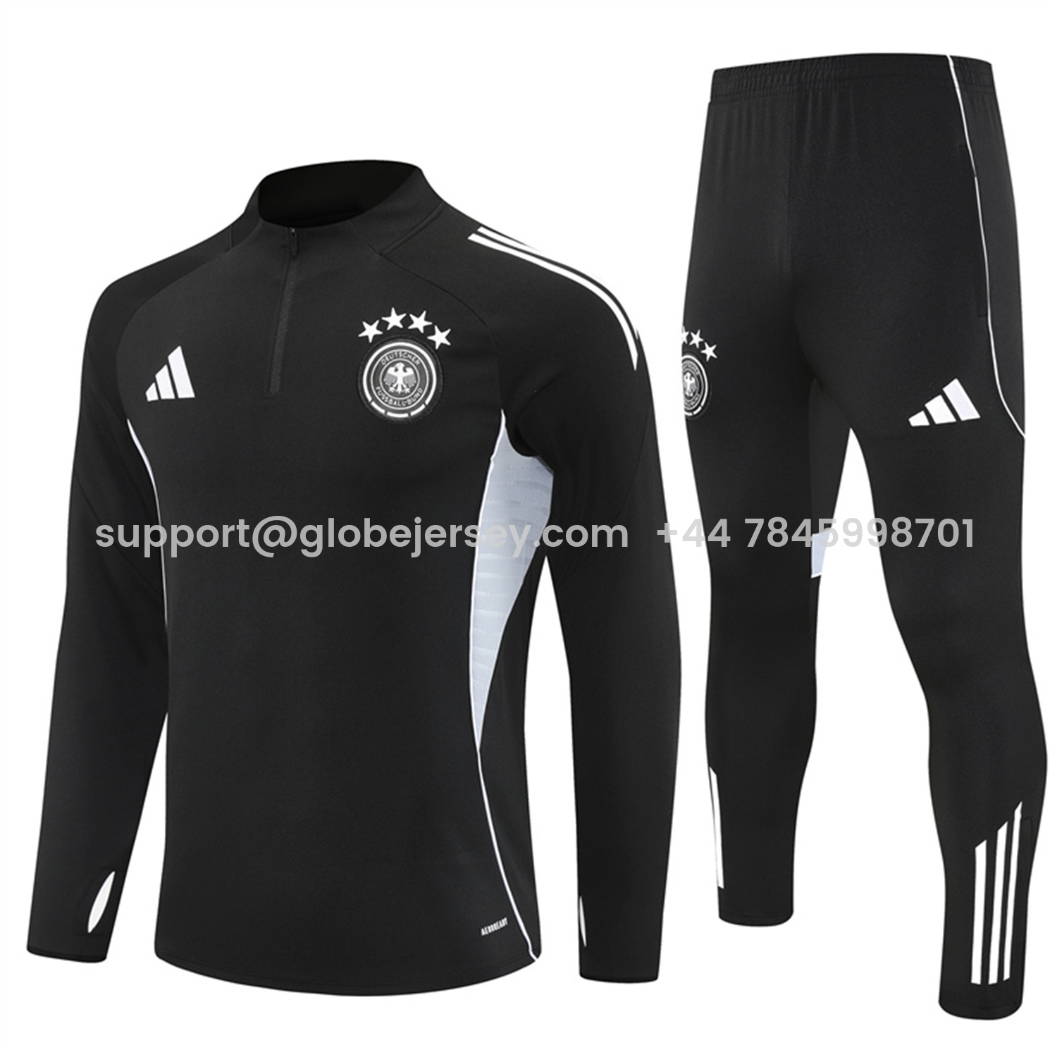 Germany 25-26 Long Sleeve Training Set - Black Top and Black Pants