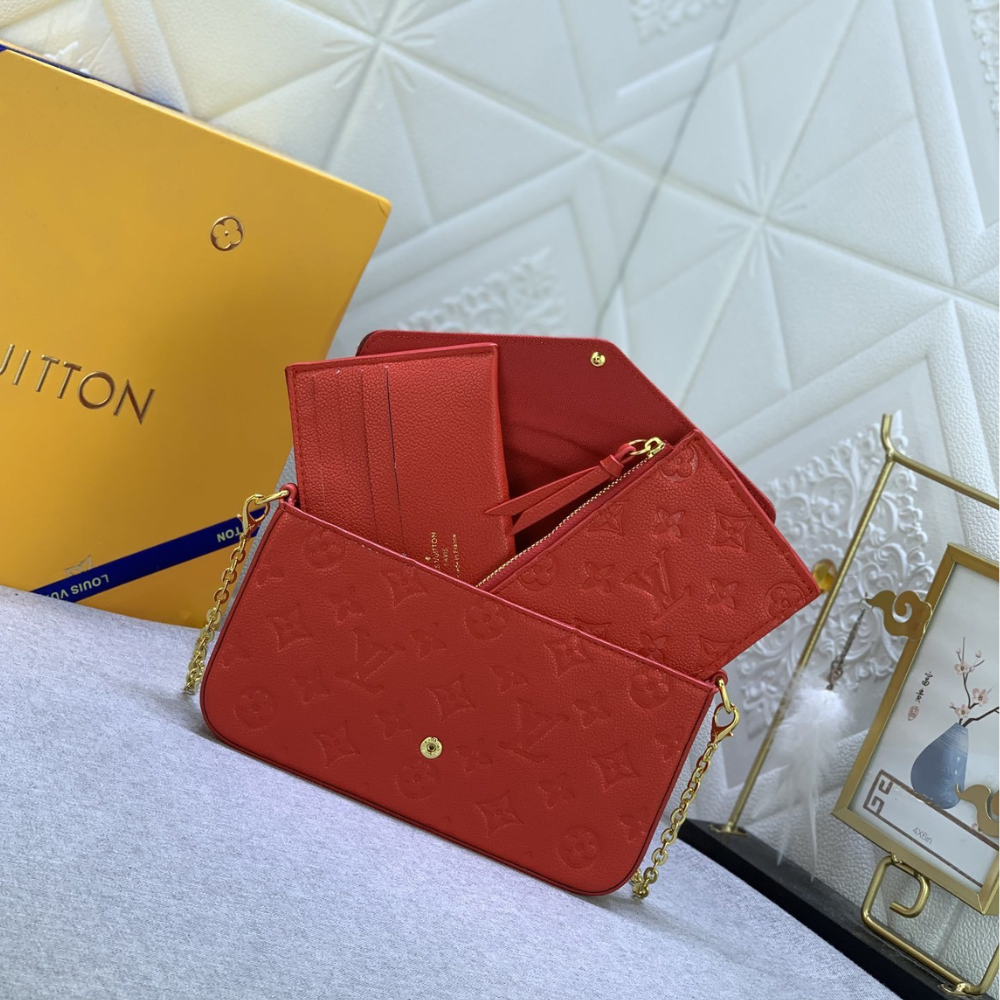 Louis Vuitton Pochette Félicie Monogram Empreinte  Rouge Louis 8.3 Inches M25793