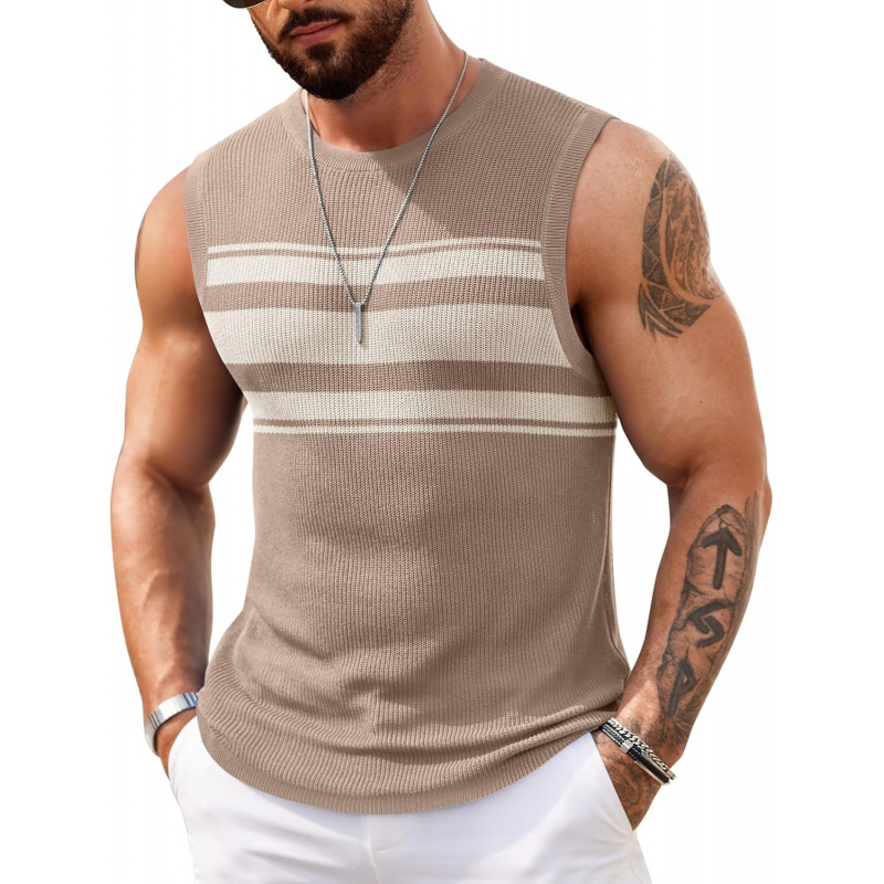 Men's Casual Knitted Tank Tops Crew Neck