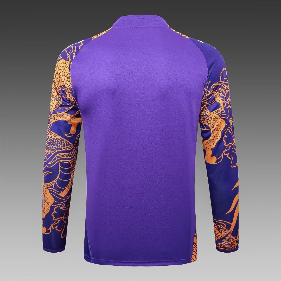 2024/2025 Real Madrid Half-Pull Training Suit Purple Dragon Football Shirt 1:1 Thai Quality