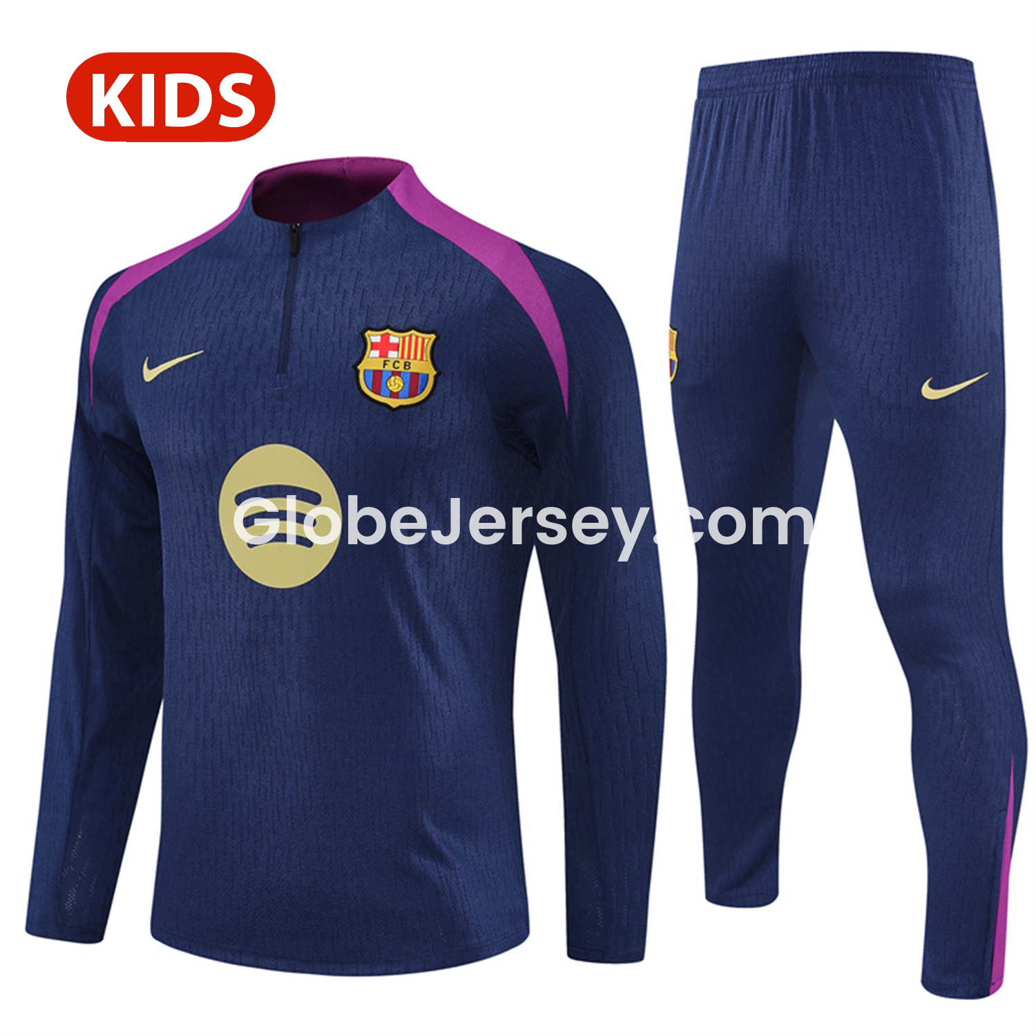 Barcelona 25-26 Kid Long Sleeves Training Set - Royal Blue Top & Royal Blue Pants