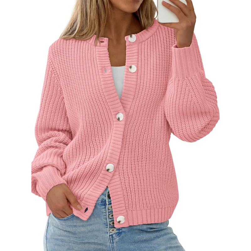 Women's Chunky Knit Open Front Sweater Crewneck