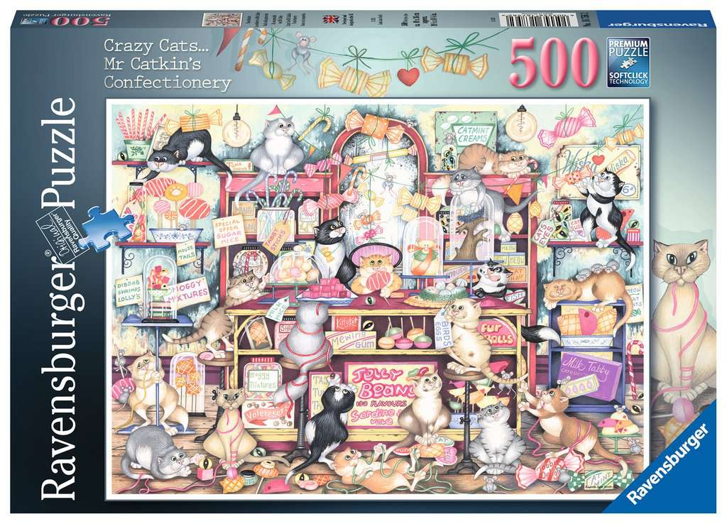 Crazy Cats Mr Catkin's Confectionery – 500 Piece Jigsaw Puzzle (Ravensburger)