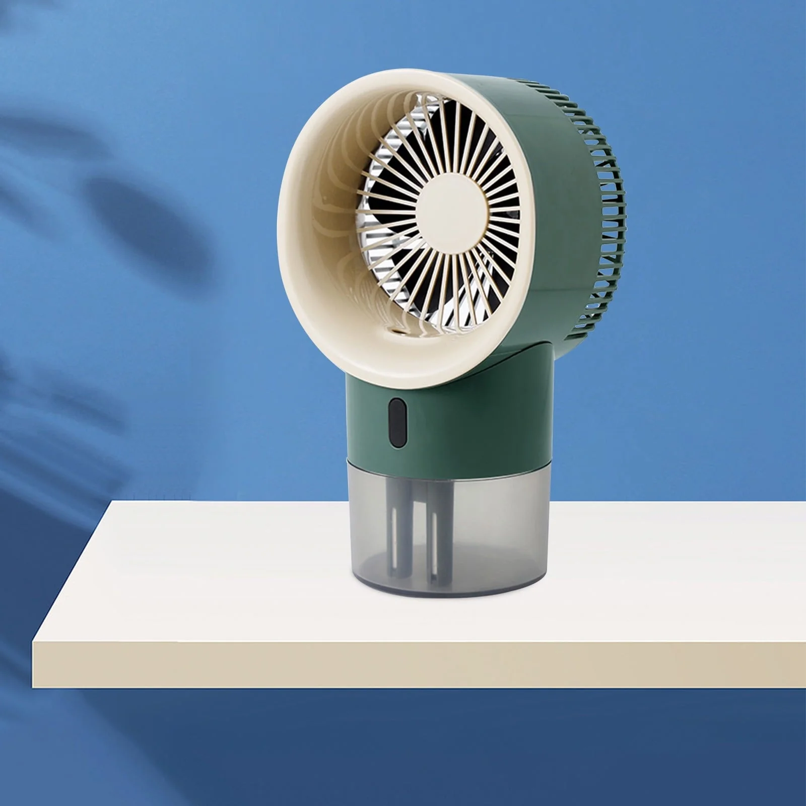 Yyeselk USB Mini Refrigerated Wind Conditioner, Home Small Chiller, Portable Mobile Humidification Night Light Desktop Water-cooled Fan, Built-in Battery Model