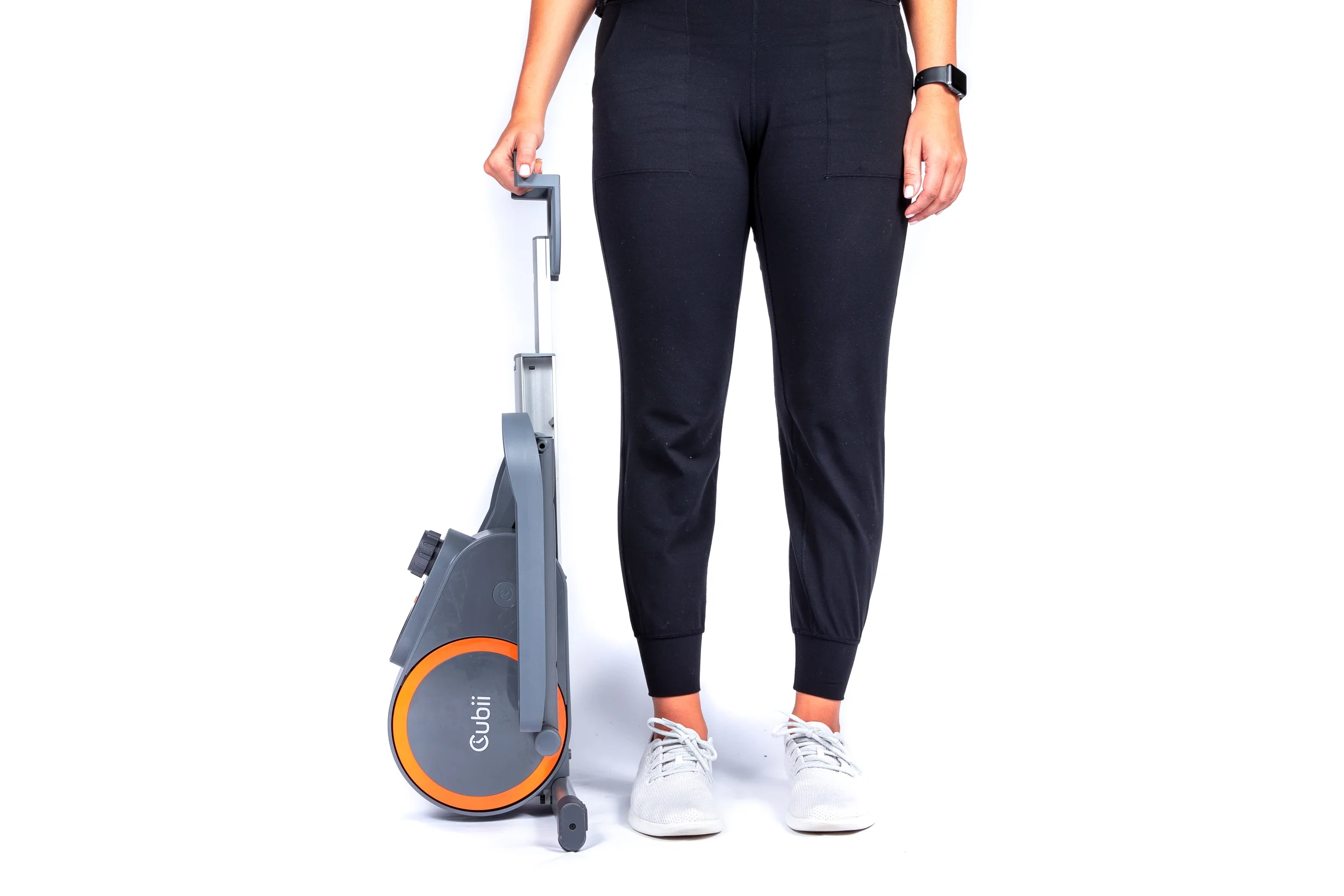 Cubii GO Aqua - Ultra Portable Under Desk Elliptical, Foot Pedal Exerciser Machine with Built-in Wheels, Easy Retractable Handle, Large LCD Fitness Tracker, Adjustable Resistance Levels