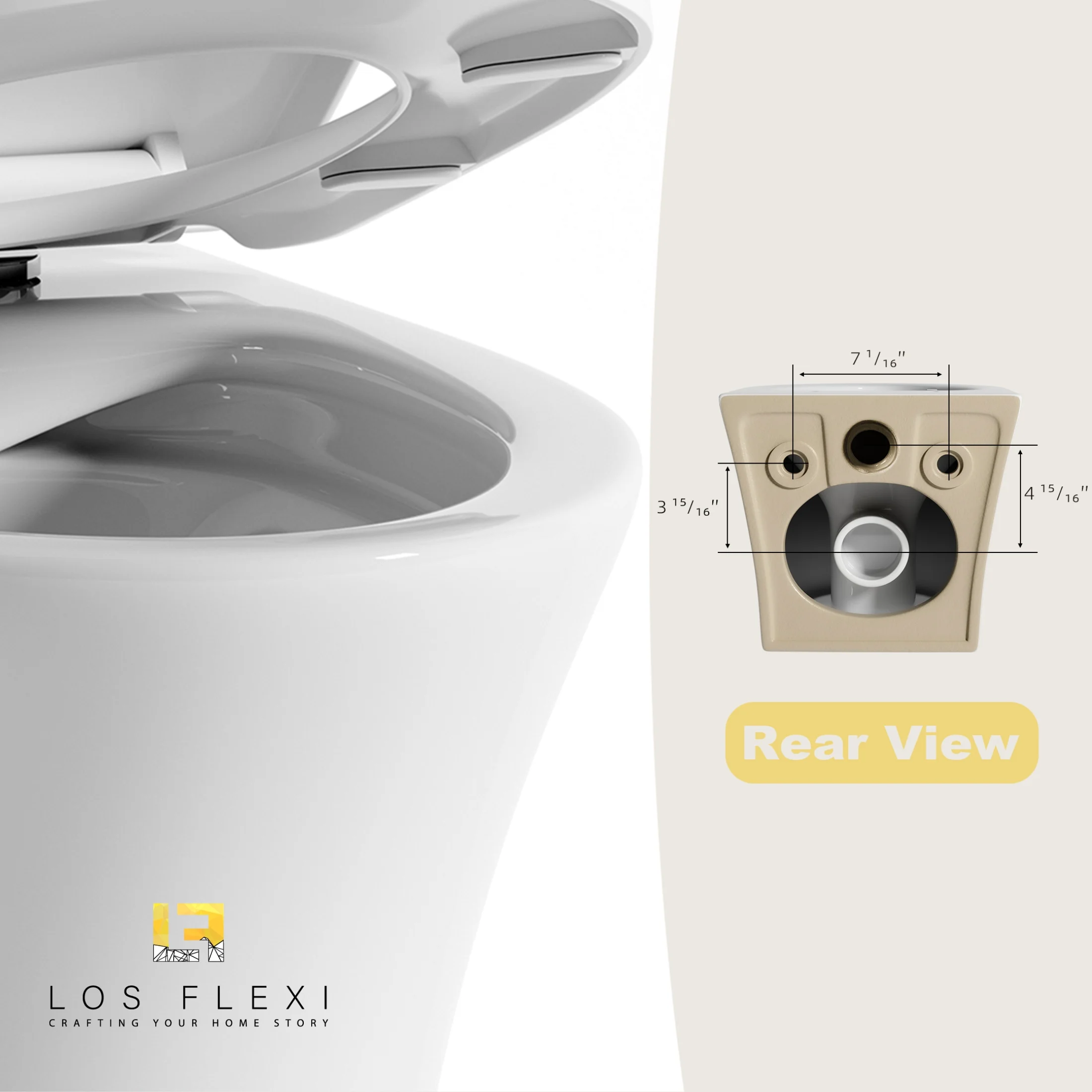 Los Flexi Compact Wall-Mount Toilet Set - Round Bowl, In-Wall Tank, Tornado Flush, Actuator Plate Included