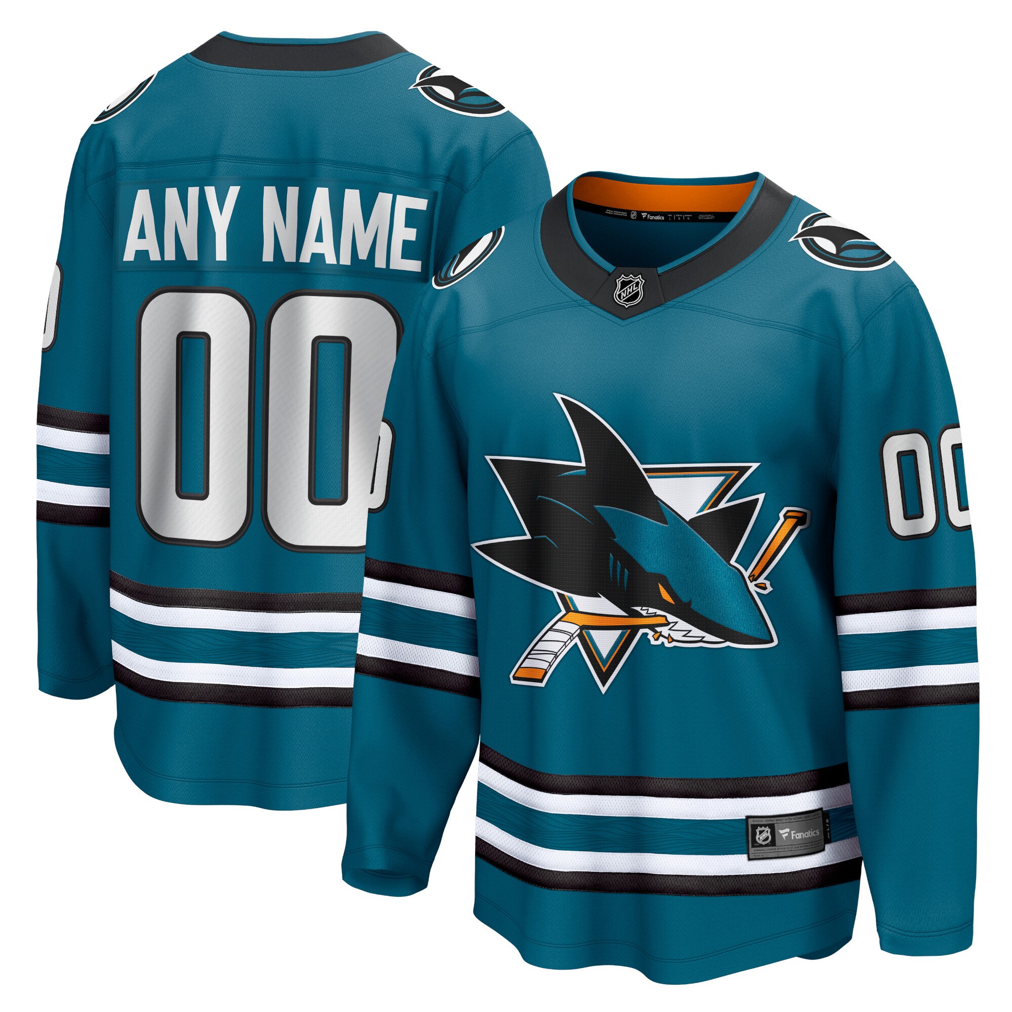 San Jose Sharks Fanatics Home Breakaway Custom Jersey – Teal