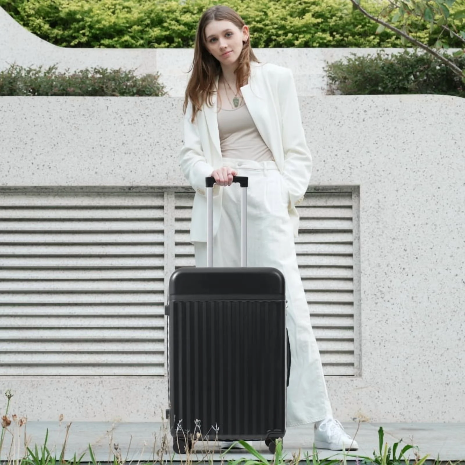 Front Opening Luggage Set 3 Piece, Hardside Carry on Suitcase with USB Port, Expandable Luggage with Handle Bag Spinner Wheels TSA Lock