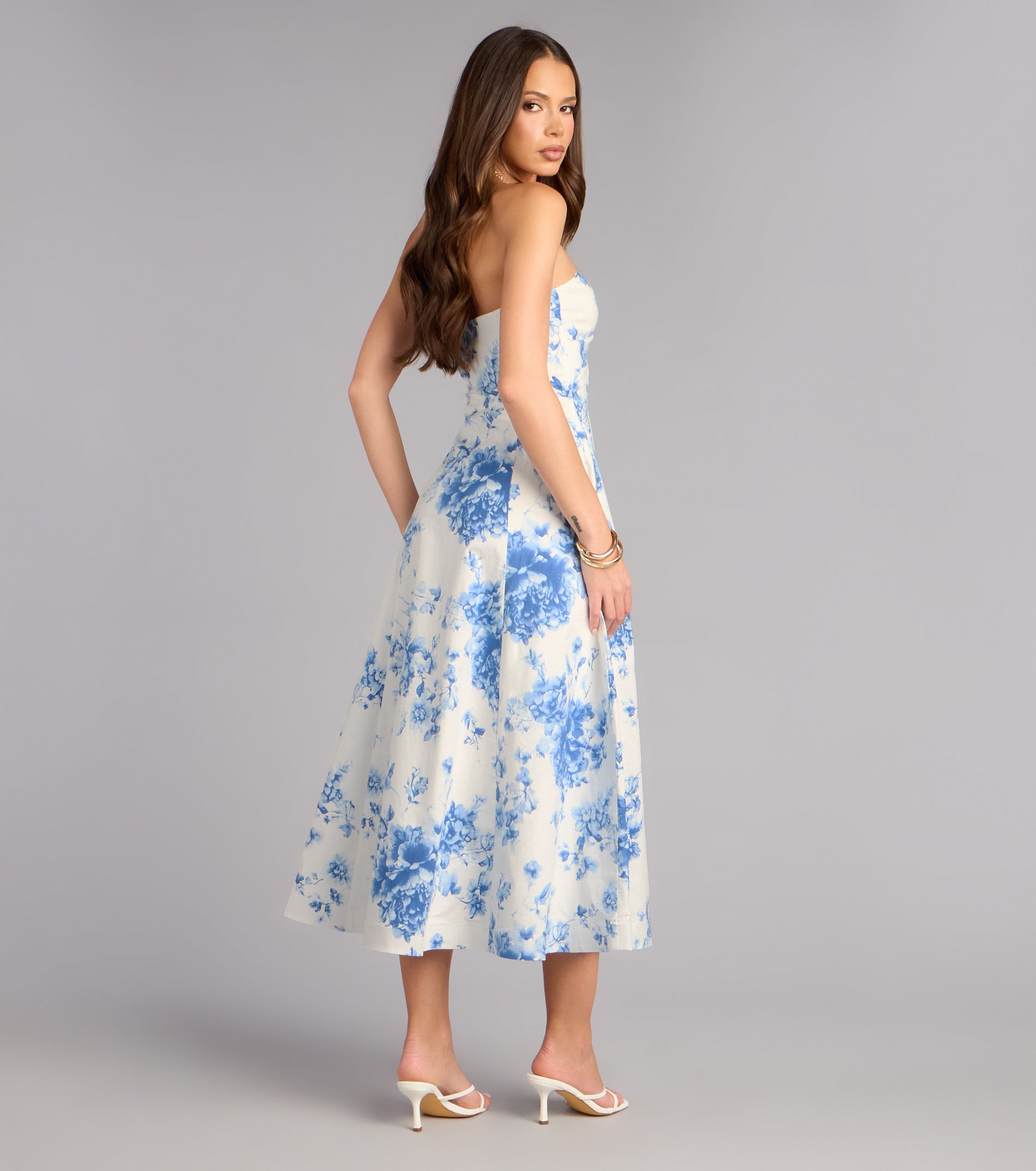 Timeless Floral A-Line Midi Formal Dress