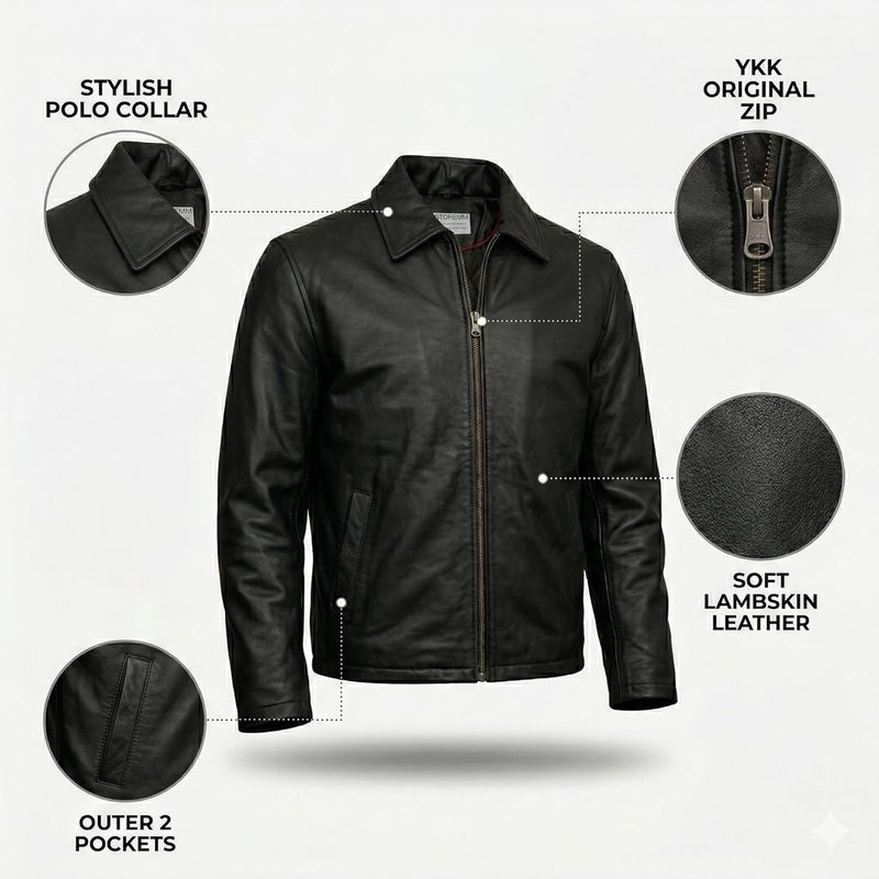 Men's Genuine Lambskin Leather Classic Biker Style Jacket