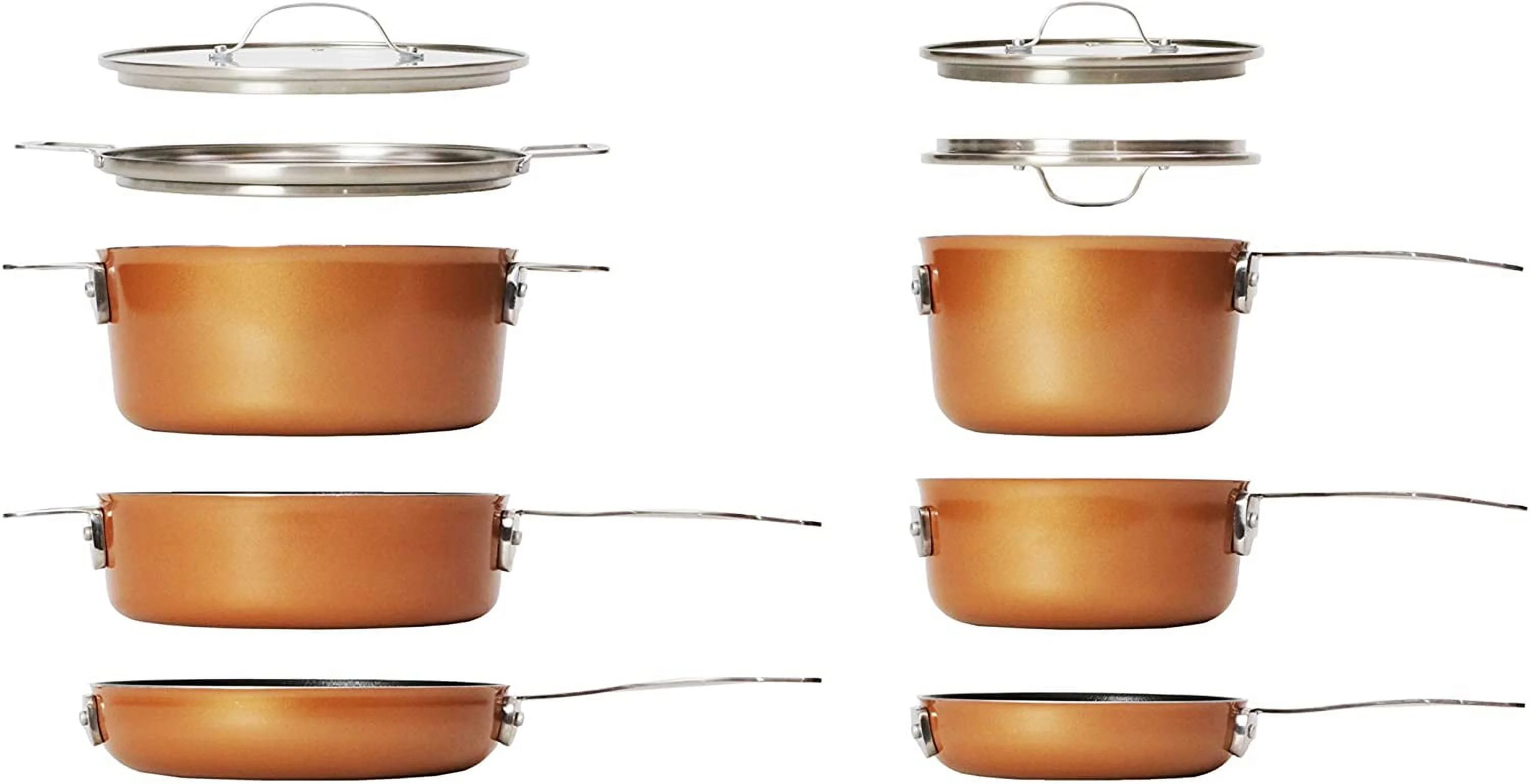 Gotham Steel Stackmaster 5 Piece Stackable Ultra Nonstick Pots and Pans Set with Glass Lids, Dishwasher Safe, Oven Safe - As Seen on TV