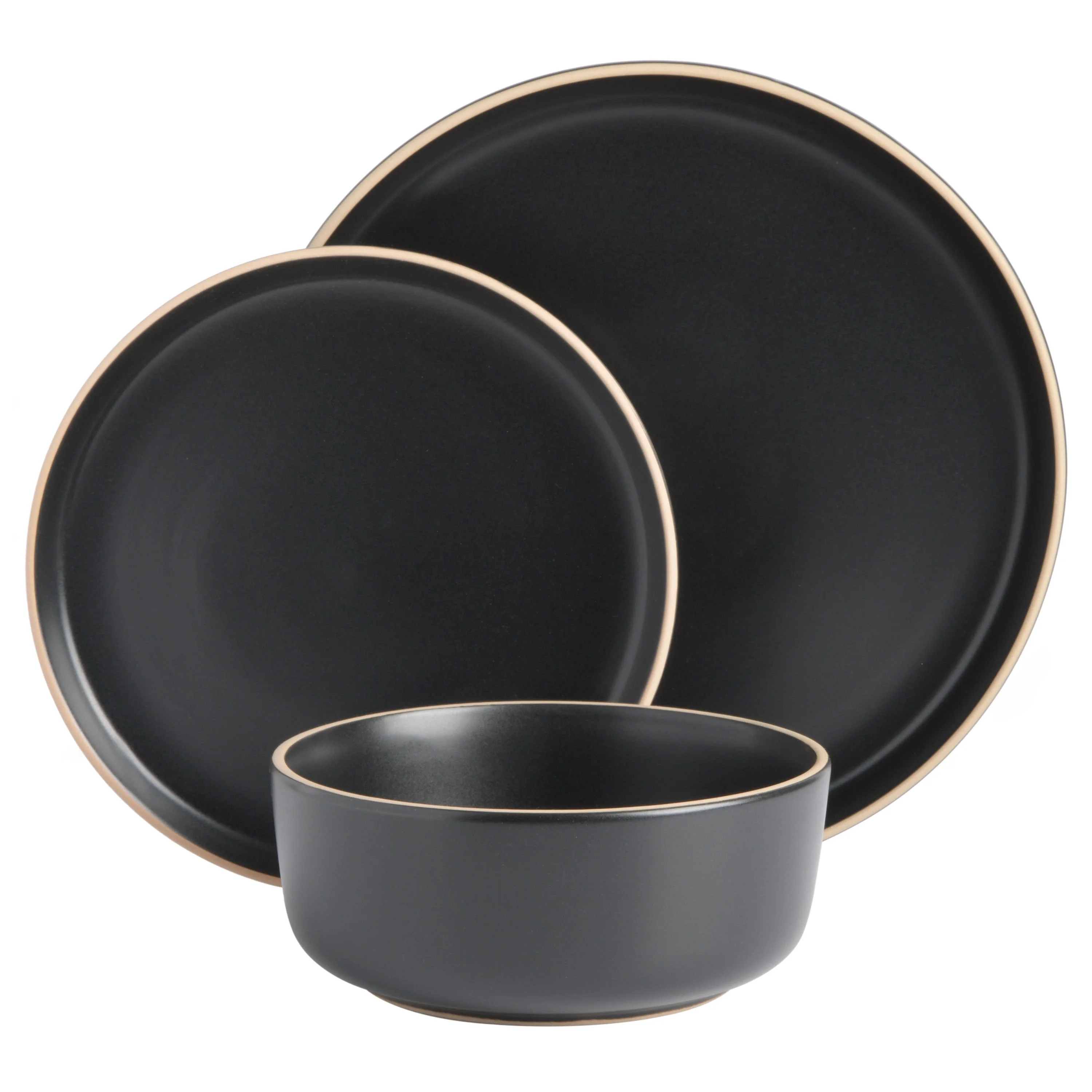Gibson Home Zuma 18 Piece Dinnerware Set - Black