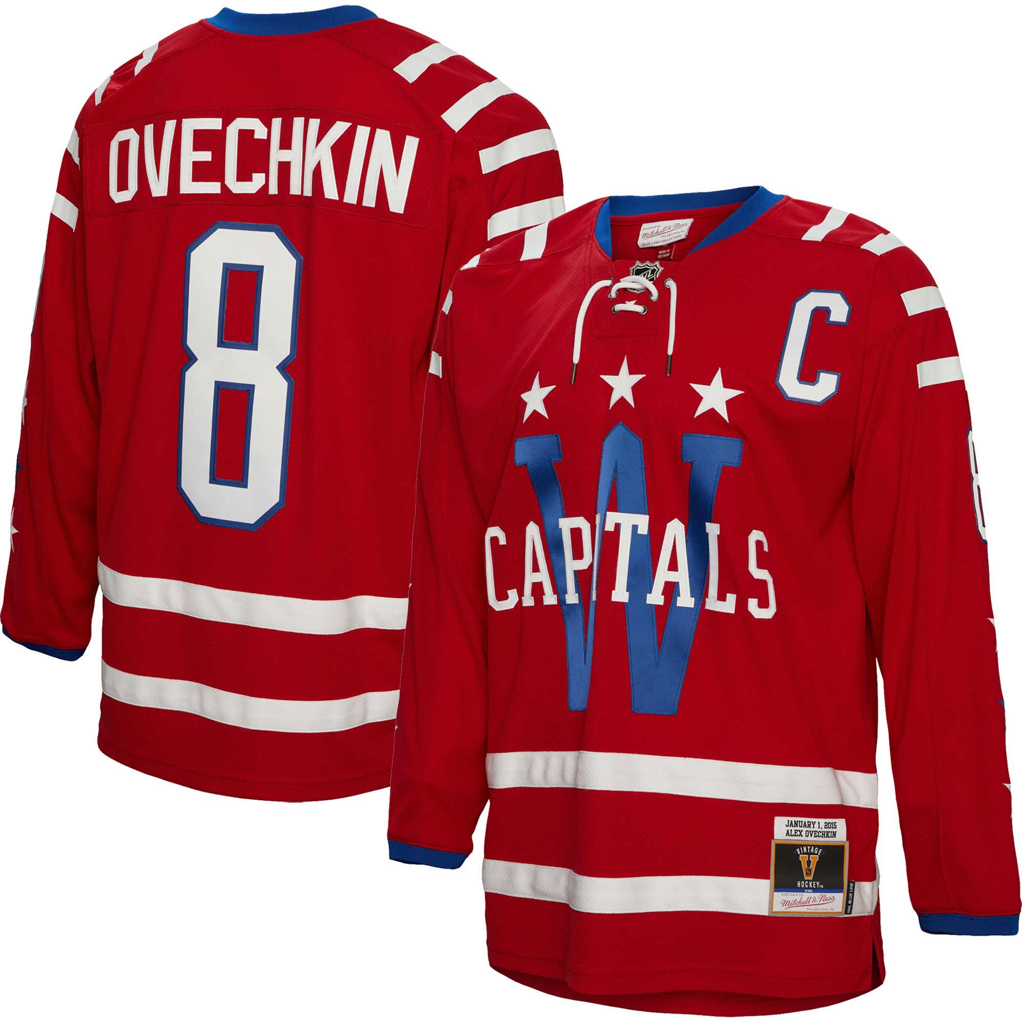 Alexander Ovechkin Washington Capitals Mitchell & Ness Captain Patch 2015 Winter Classic Blue Line   Jersey – Red