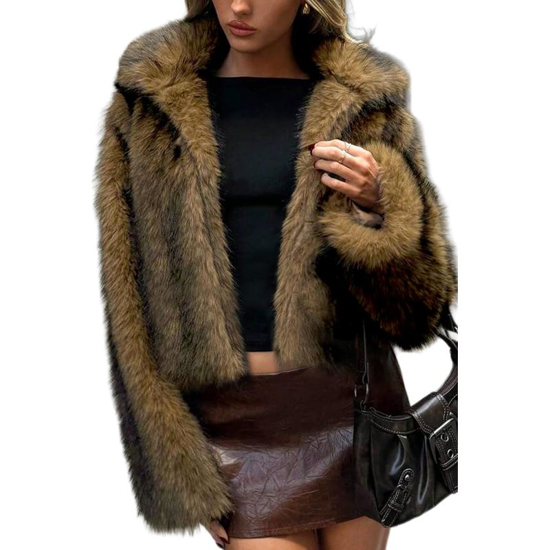 Women's Two-Tone Faux Fur Coat