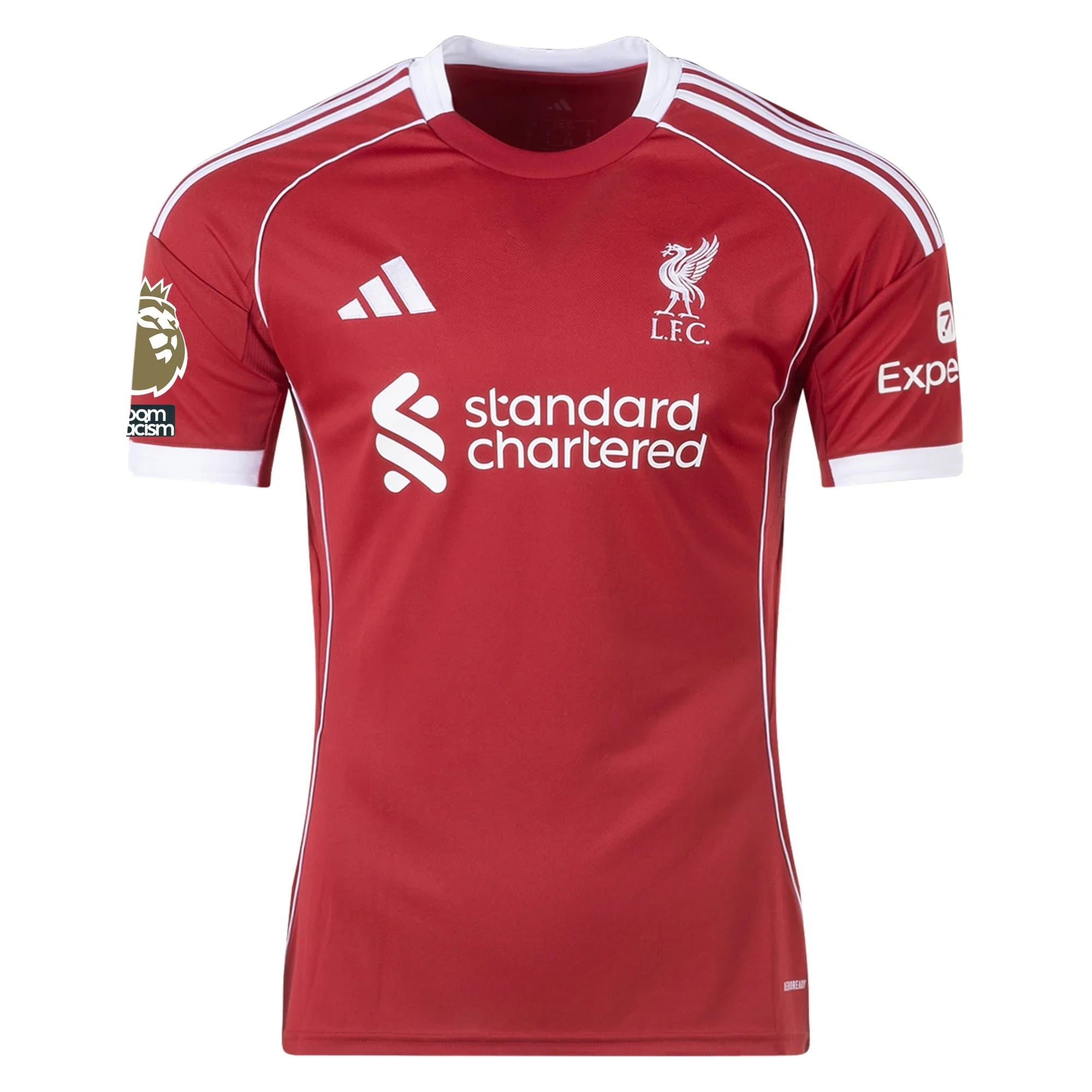 adidas M. Salah Men's Liverpool Home Jersey 25/26 w/ NRFR + EPL Champions Patch (Strawberry Red)