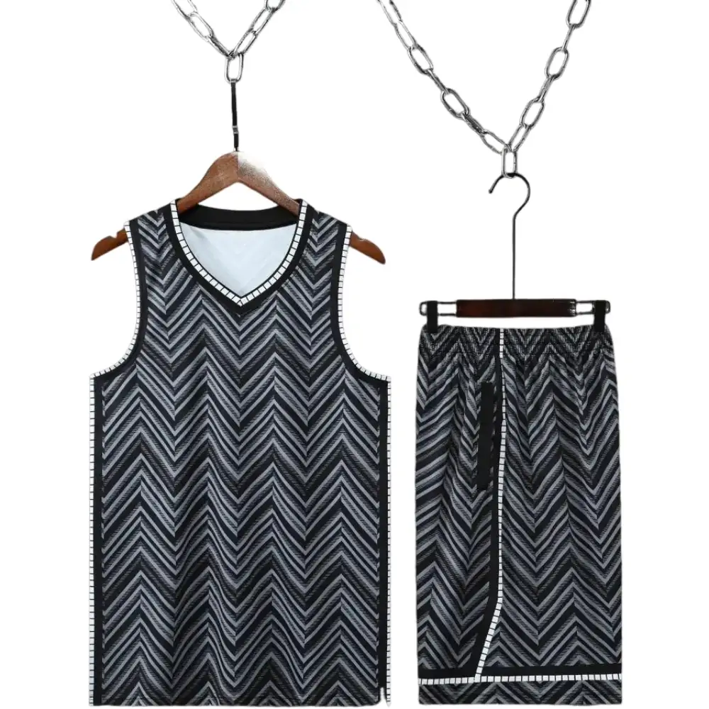 Nets basketball uniform gray stripe suit（Customizable name and number）