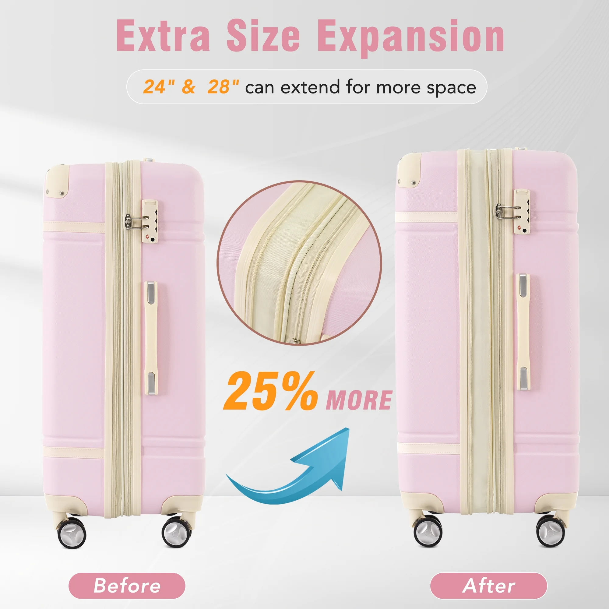 EUROCO 4-Piece Luggage Sets,Hardside Expandable Carry On Suitcase with TSA Lock,Cosmetic Case and Double Spinner Wheels,Lightweight Travel Luggage(20