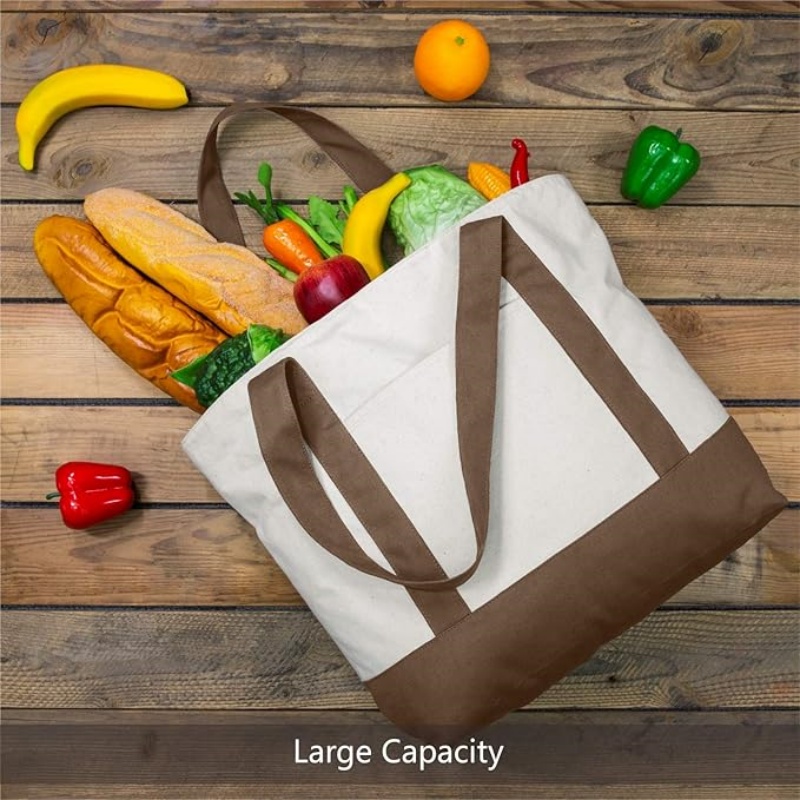 CANVORY 1-Pack Canvas Tote Bag with an External Pocket