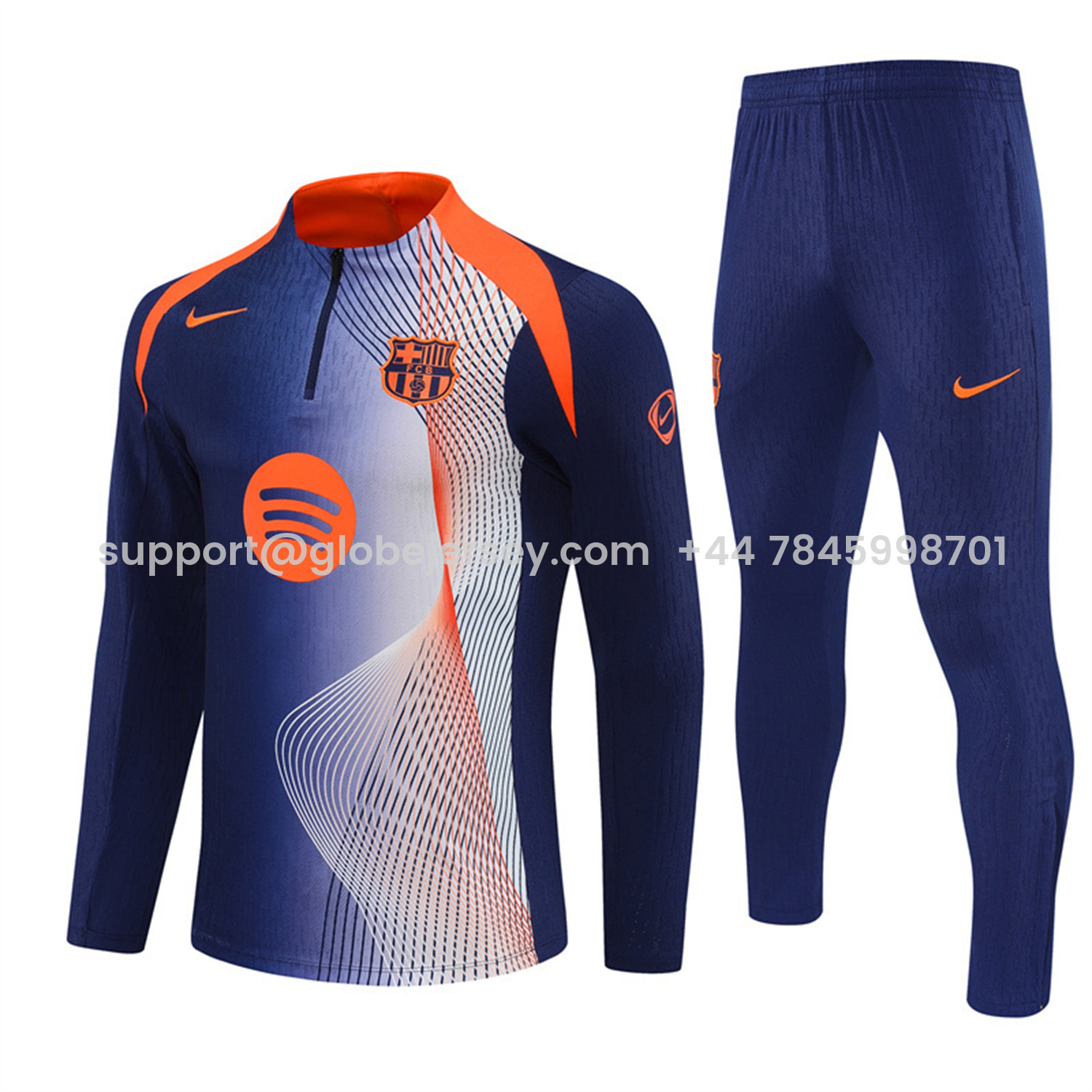 Barcelona 25-26 Long Sleeve Training Set - Red Blue Line Top & Blue Pants
