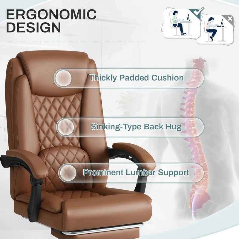 Homall Home Office Chair Adjustable Executive Leather Chair With Arms Ergonomic High Back Cushion Lumbar Back Support Computer Desk Chair,Black