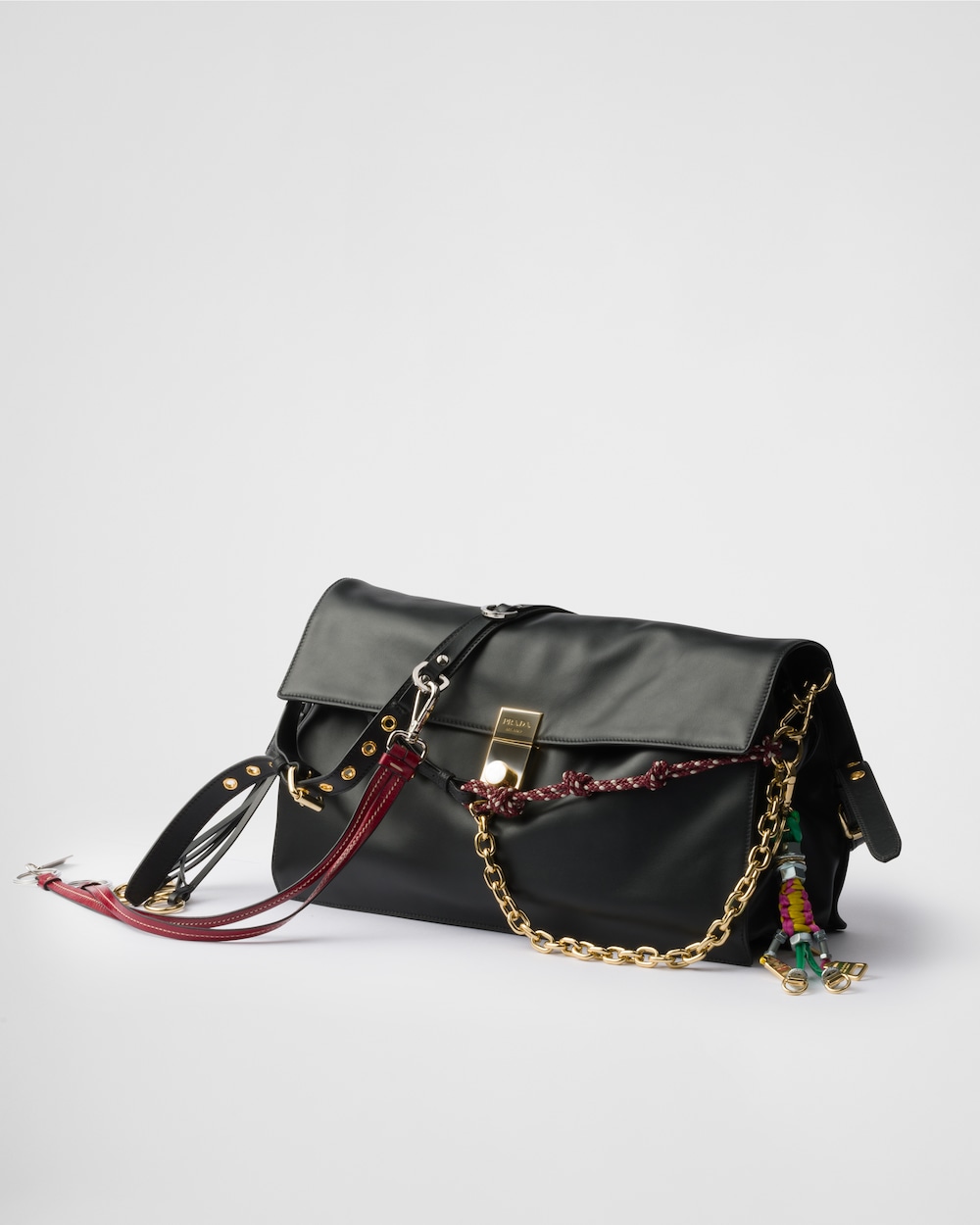 Soft Sound Large Leather Shoulder Bag With Charms
