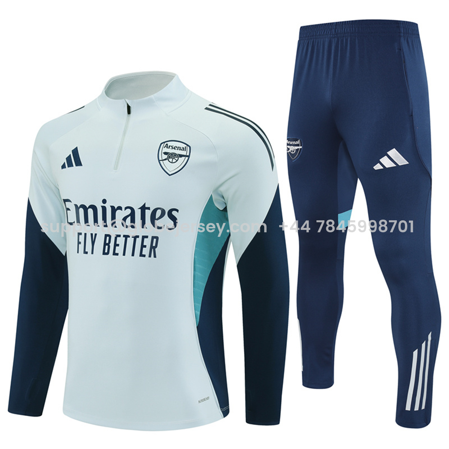 Arsenal 25-26 Long Sleeves Training Set - Light Grey Top & Blue Pants