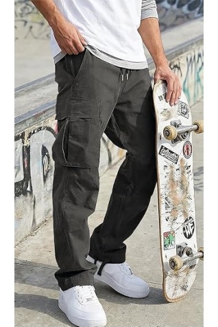 Mens Cargo Pants Drawstring Casual