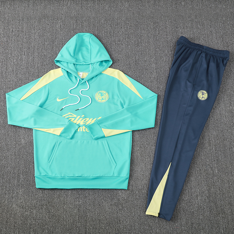 Club América 2025 Training Hoodie Set - Green Hoodie and Deep Blue Pants