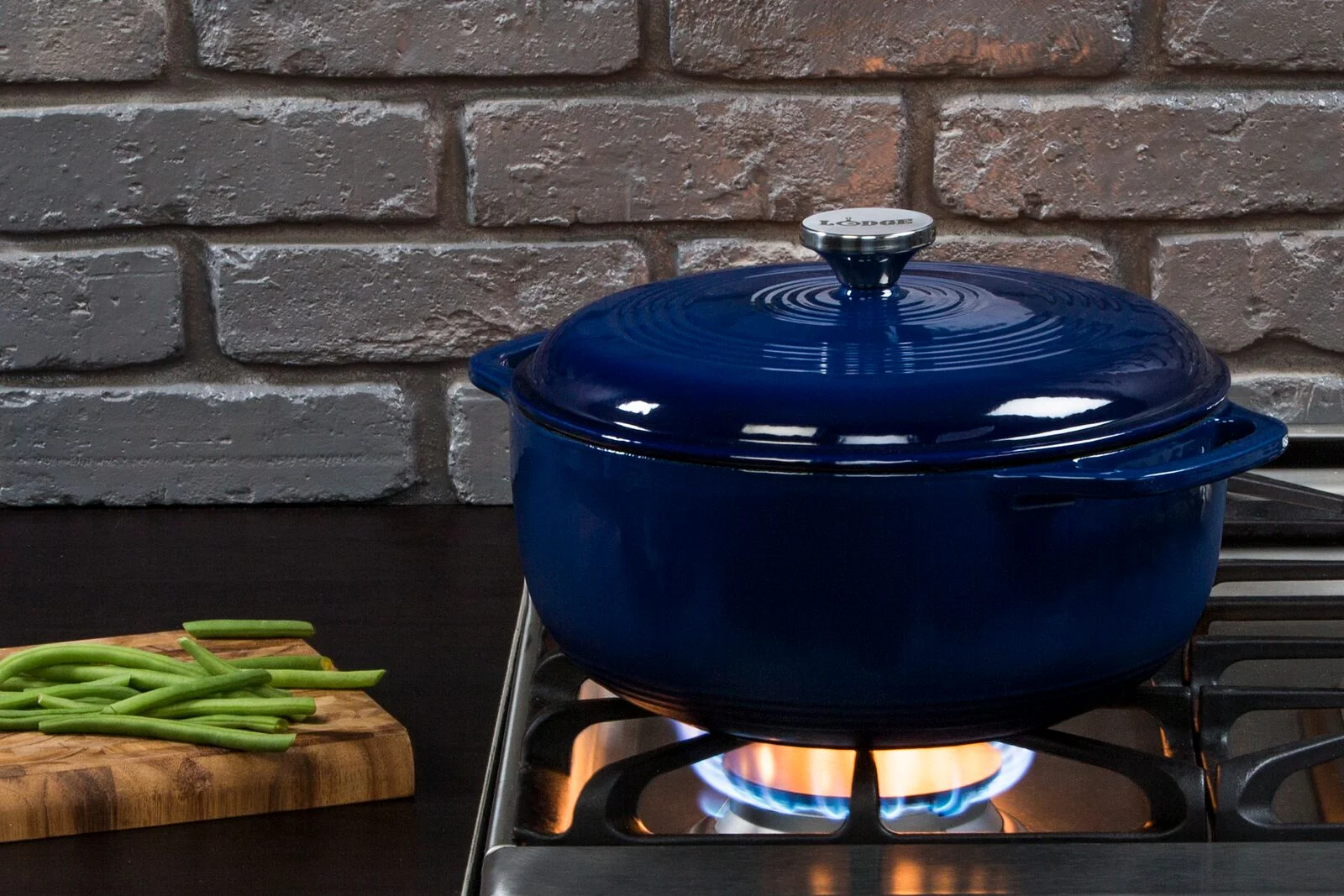 Lodge Cast Iron 6 Quart Enameled Dutch Oven, Indigo