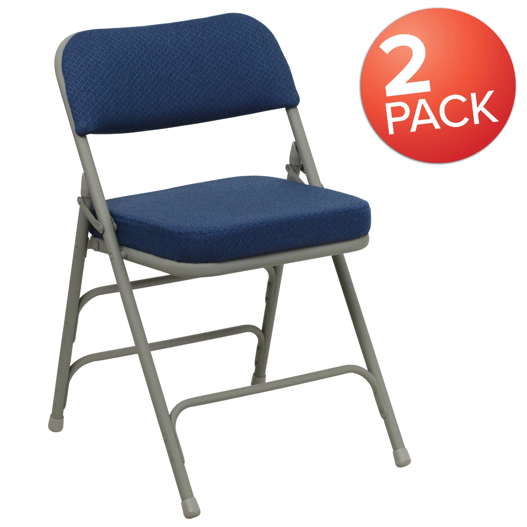Flash Furniture Hercules Adult Triple Braced & Double Hinged Folding Chairs, Set of 2, Navy