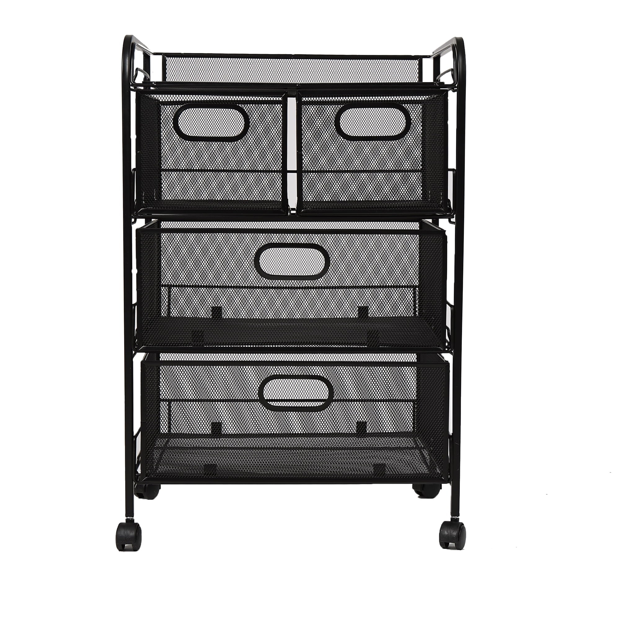 Mind Reader Mesh 4 Drawer Rolling Mesh Office Cart, Metal Storage Drawers, File Storage Cart, Utility Cart, Black