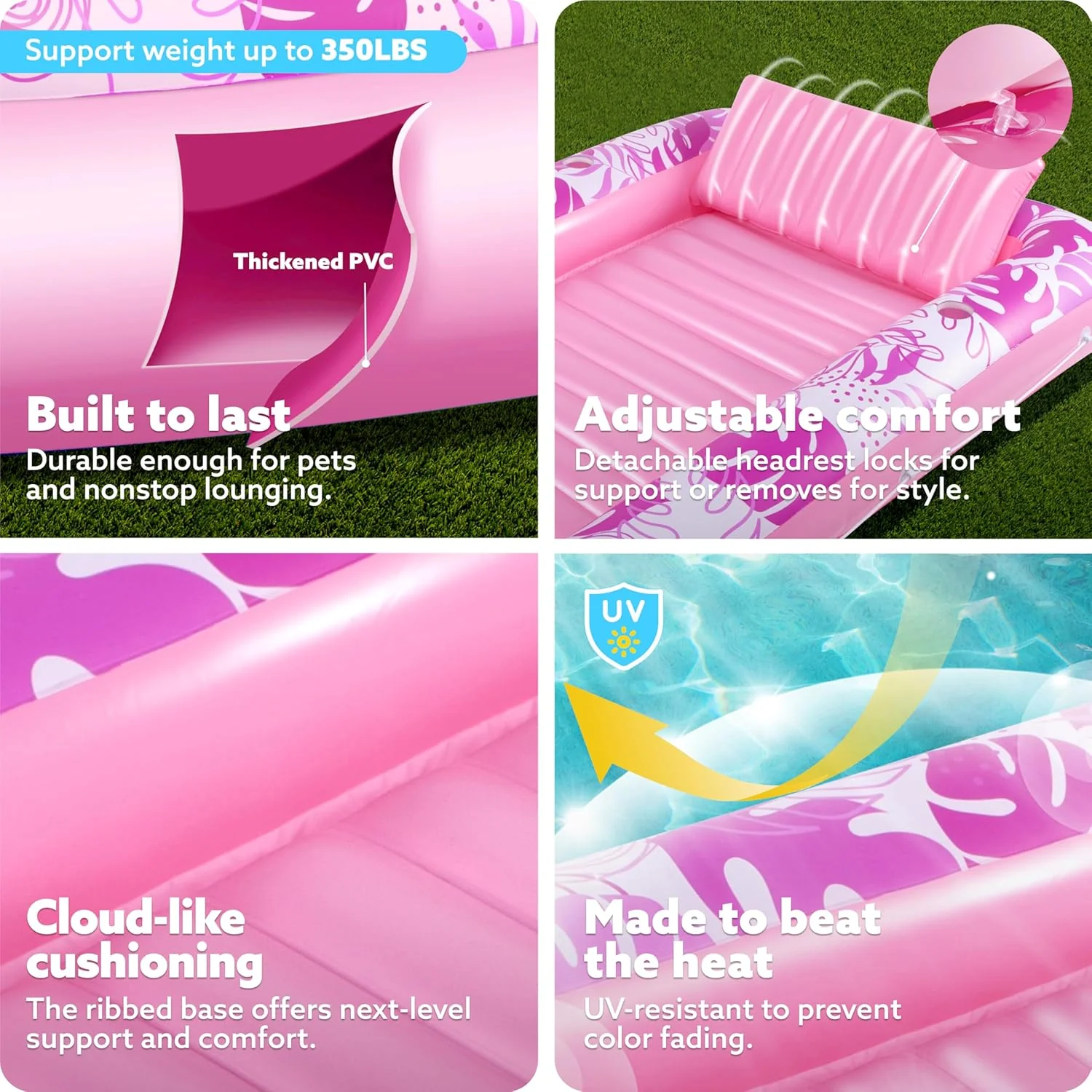 Inflatable Sunbathing Float — With Cup Holder | Sunbathing Lounger, Floating Raft, Deck Chair, Kids' Inflatable Pool