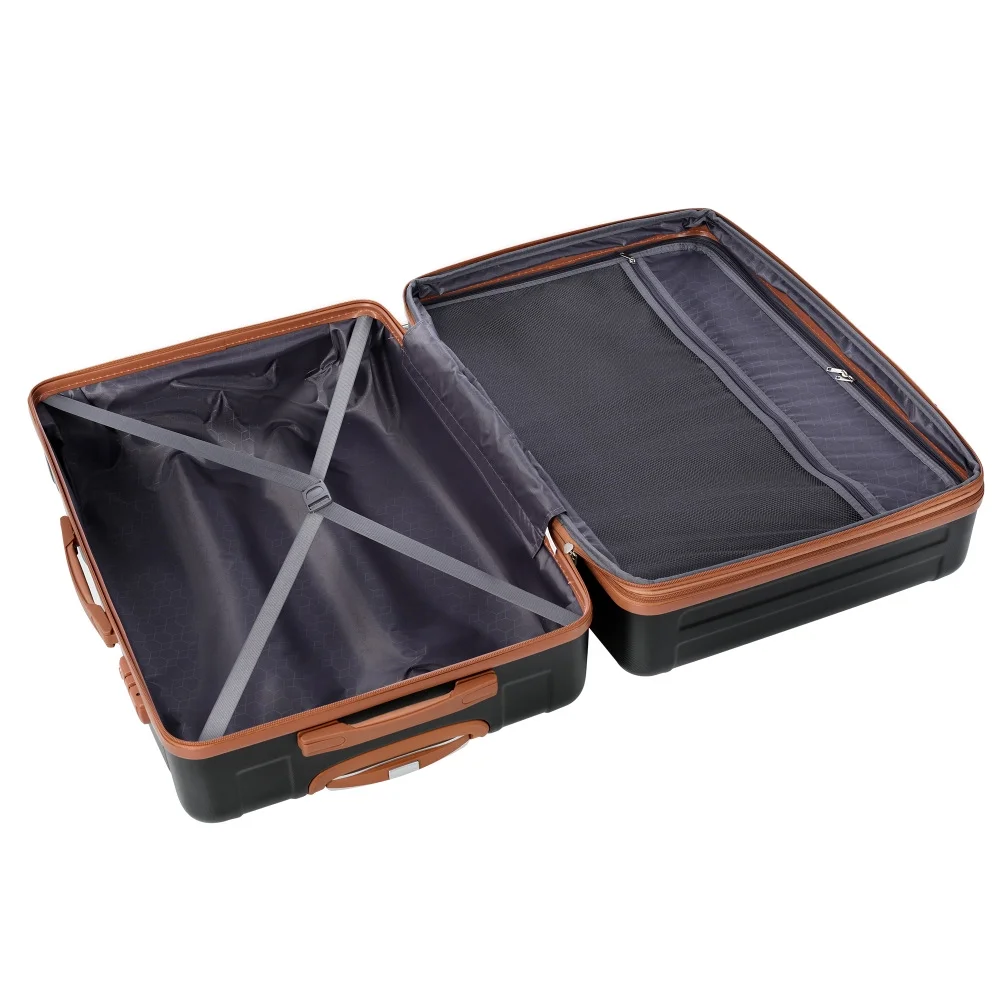 Luggage Sets New Model Expandable ABS Hardshell 3pcs Clearance Luggage Hardside Lightweight Durable Suitcase sets Spinner Wheels Suitcase with TSA Lock 20''24''28''(blue and brown)