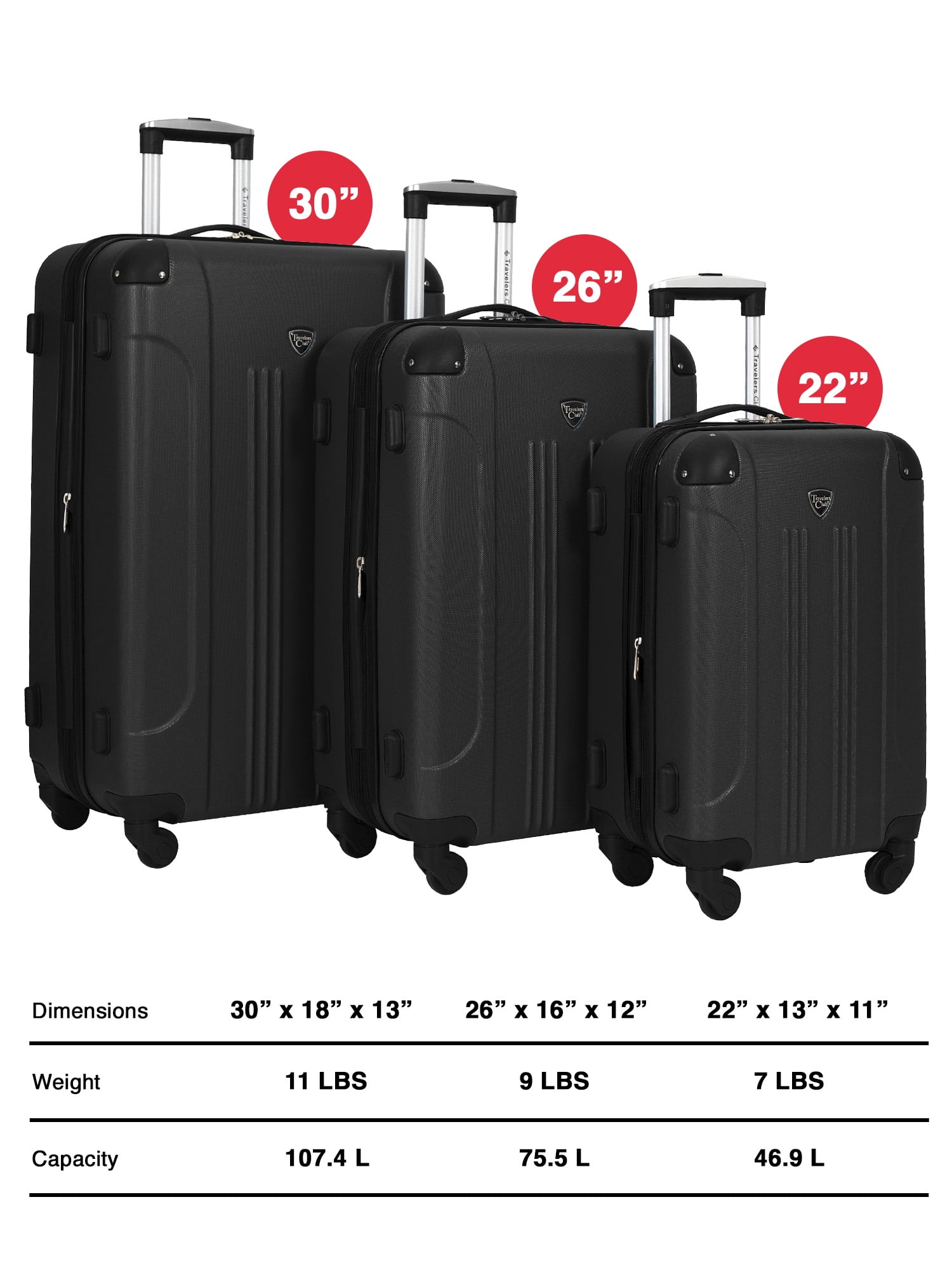 Travelers Club Chicago 3-Piece ABS Expandable ABS Travel Set - Silver