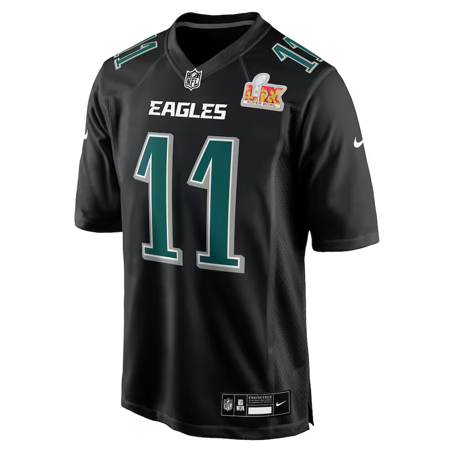Men's Philadelphia Eagles A.J. Brown Nike Carbon Black Super Bowl LIX Fashion Game Player Jersey