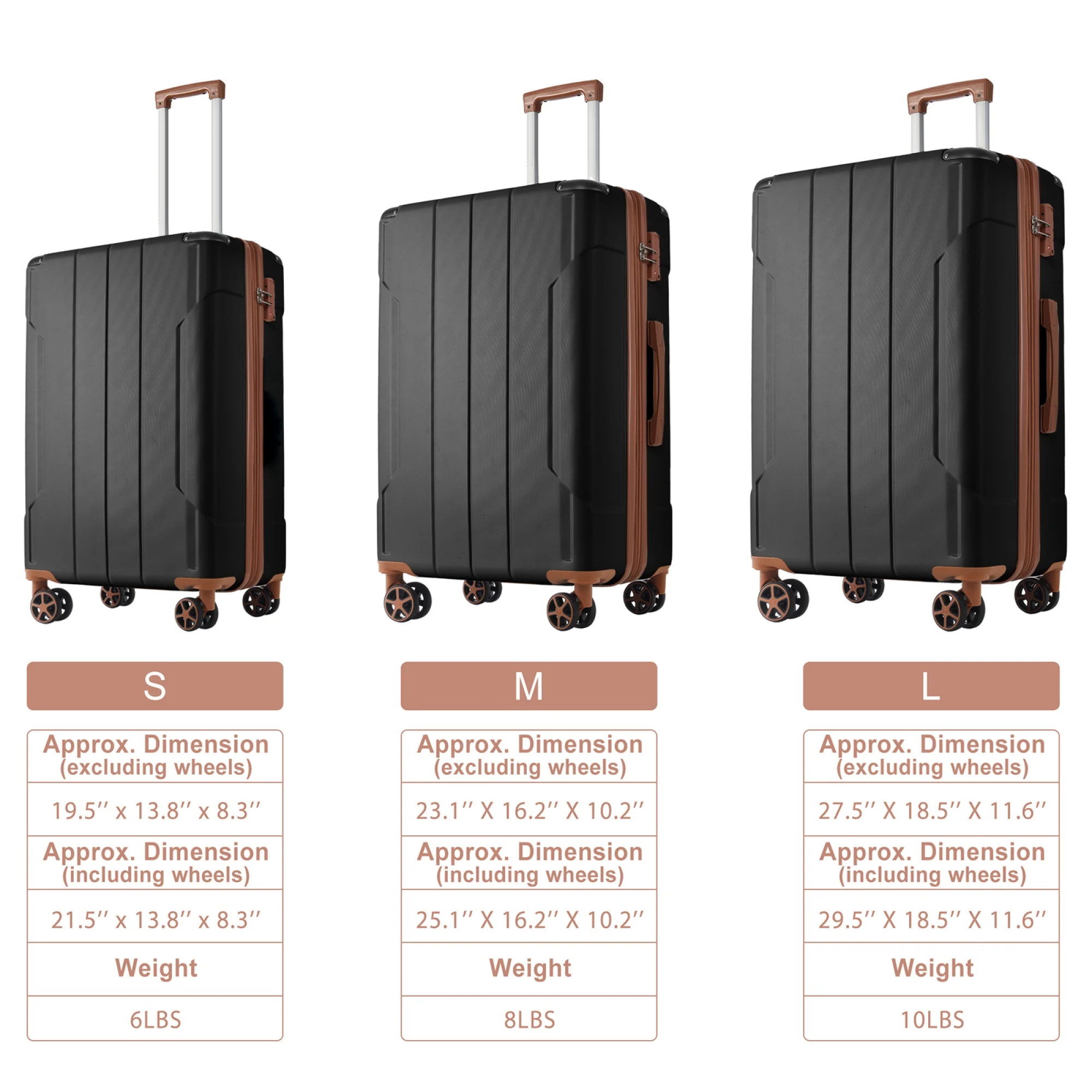 Luggage Sets 3 Piece, Expandable Hard shell ABS Suitcases with Double Spinner, Travel luggage Set