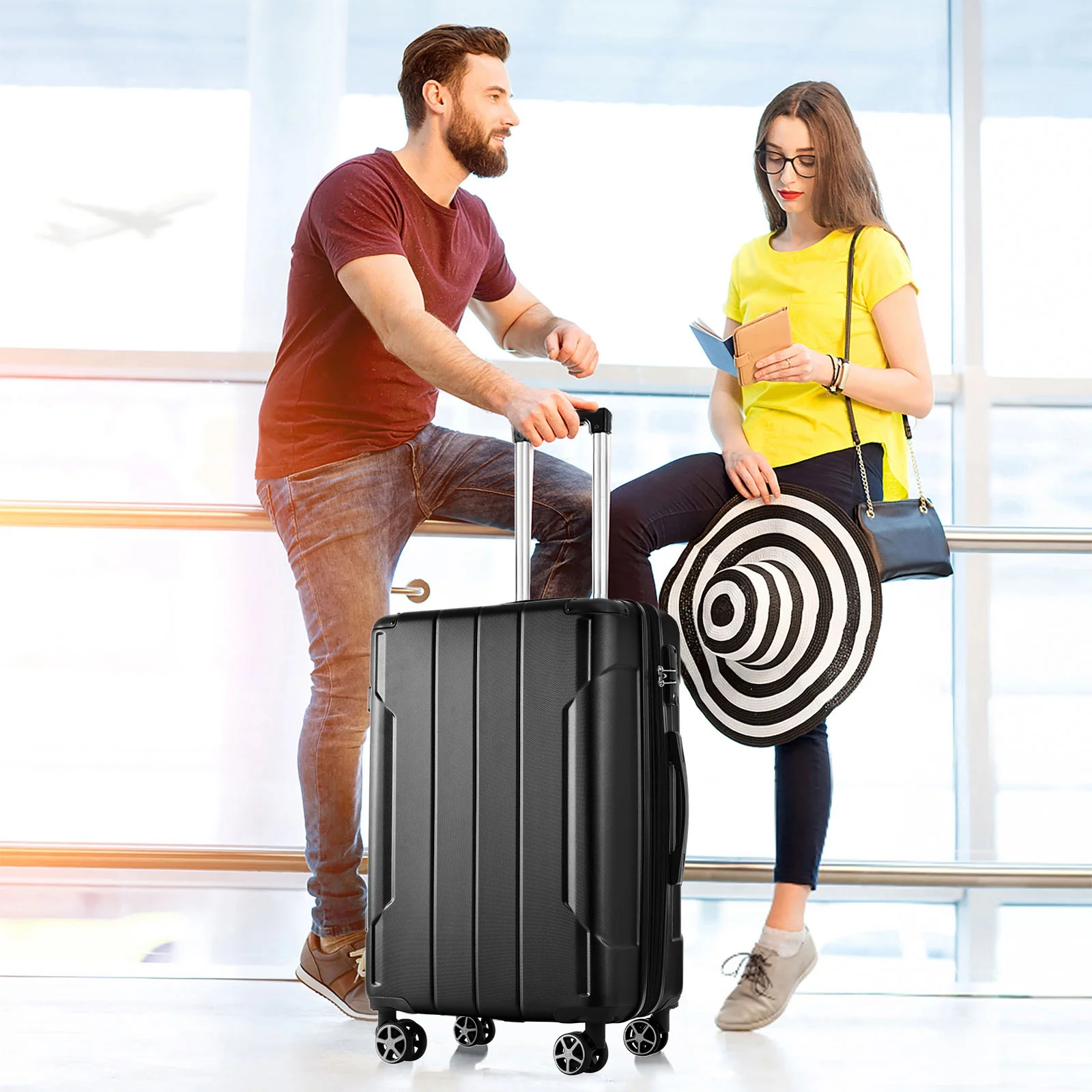 EUROCO 3 Piece Luggage Set, Expandable Hardshell Suitcase with TSA Lock and Double Spinner Wheels,ABS Lightweight Durable Travel luggage Set(20