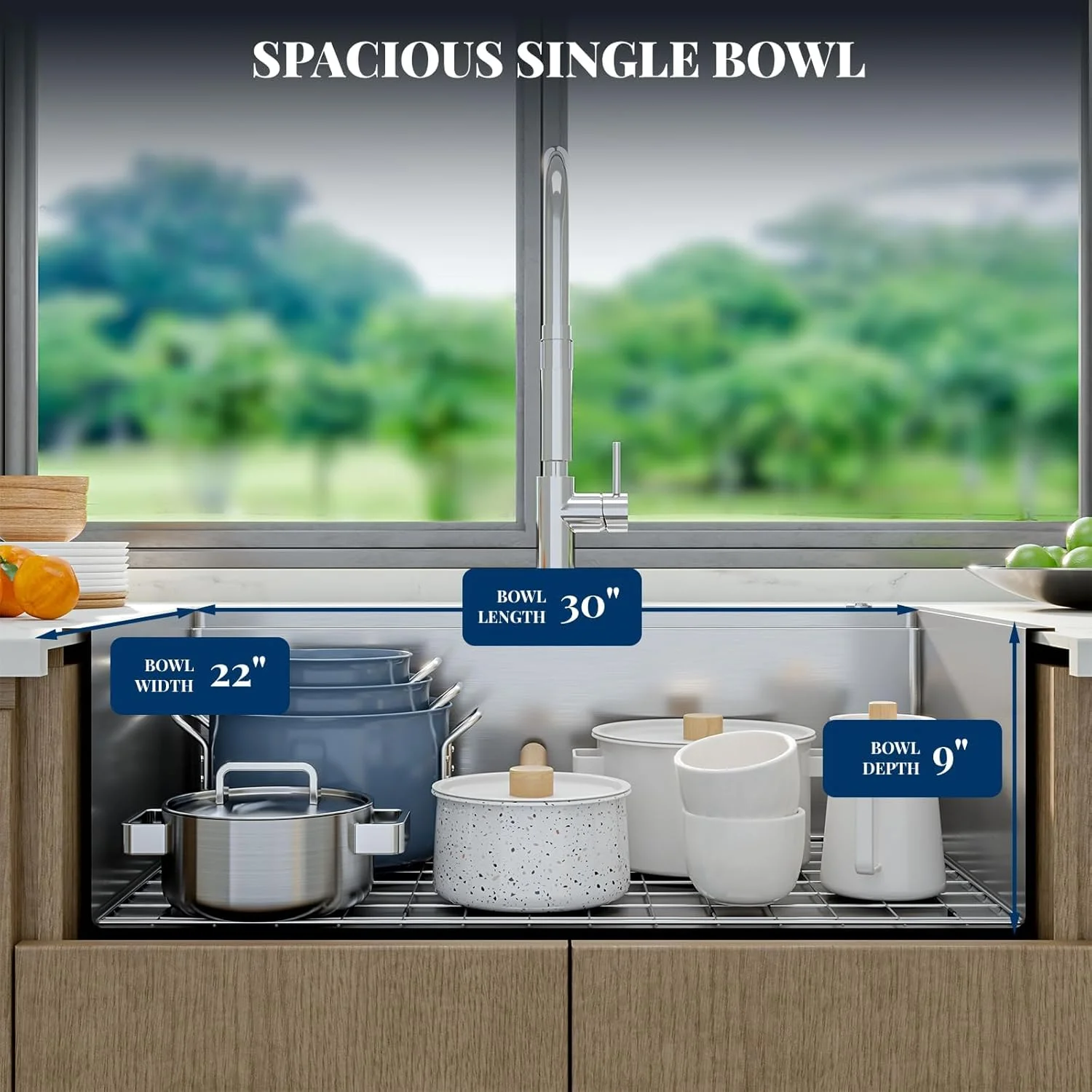 Kitchen Sink,Drop in Single Bowl Stainless Steel Bar Sink with Cutting Board,Undermount Workstation Kitchen Sink with Accessories