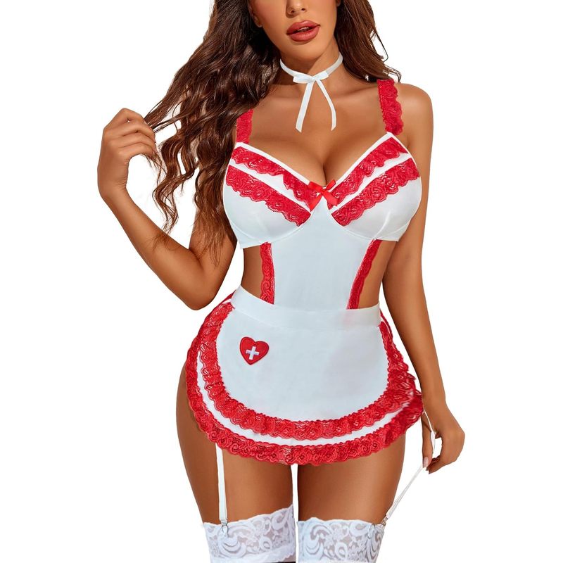 Women's Lingerie Sets Lace V Neck Teddy Babydoll