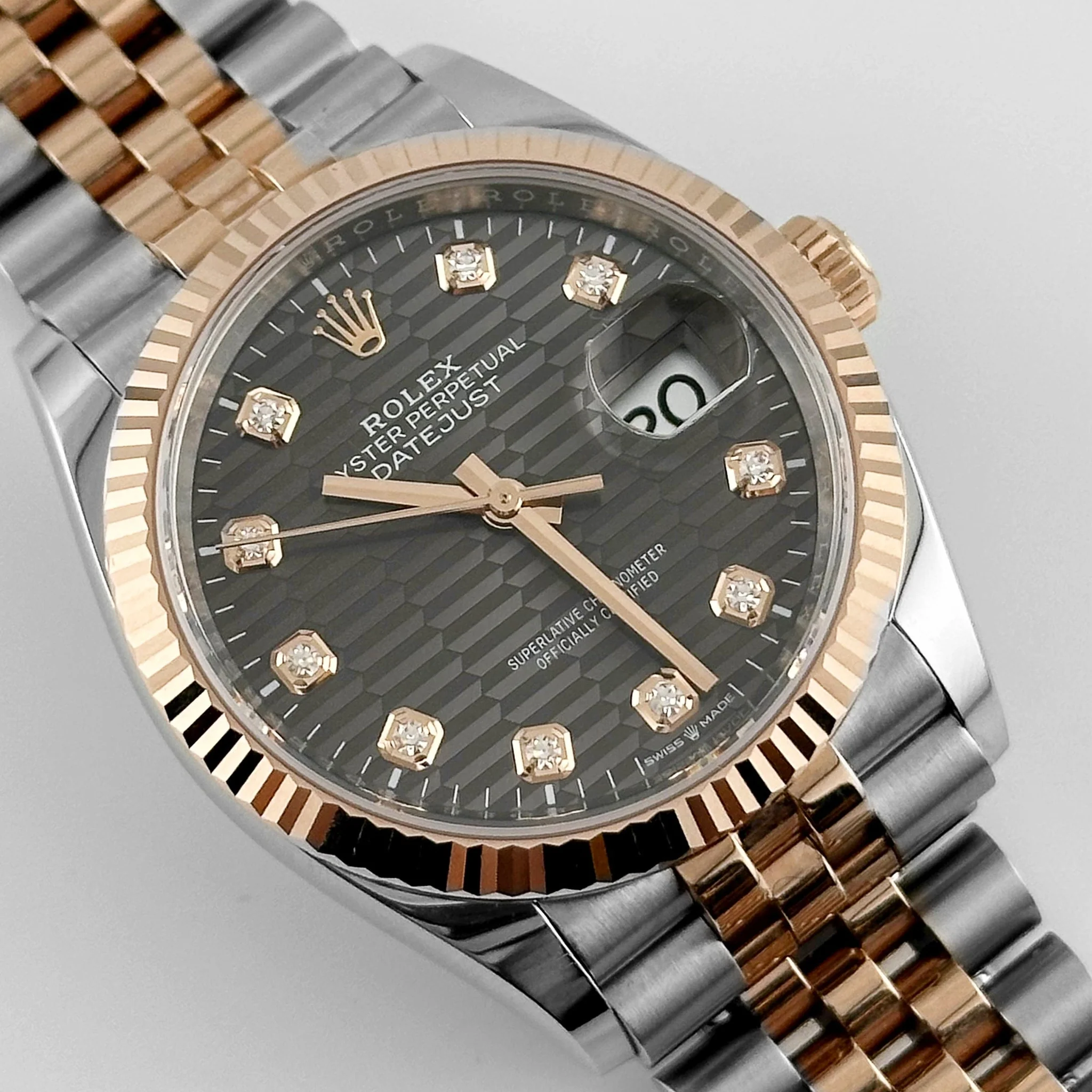 【Super Clone】RLX  Datejust 36mm 126231 Slate Fluted Motif Dial 36mm Jubilee Bracelet
