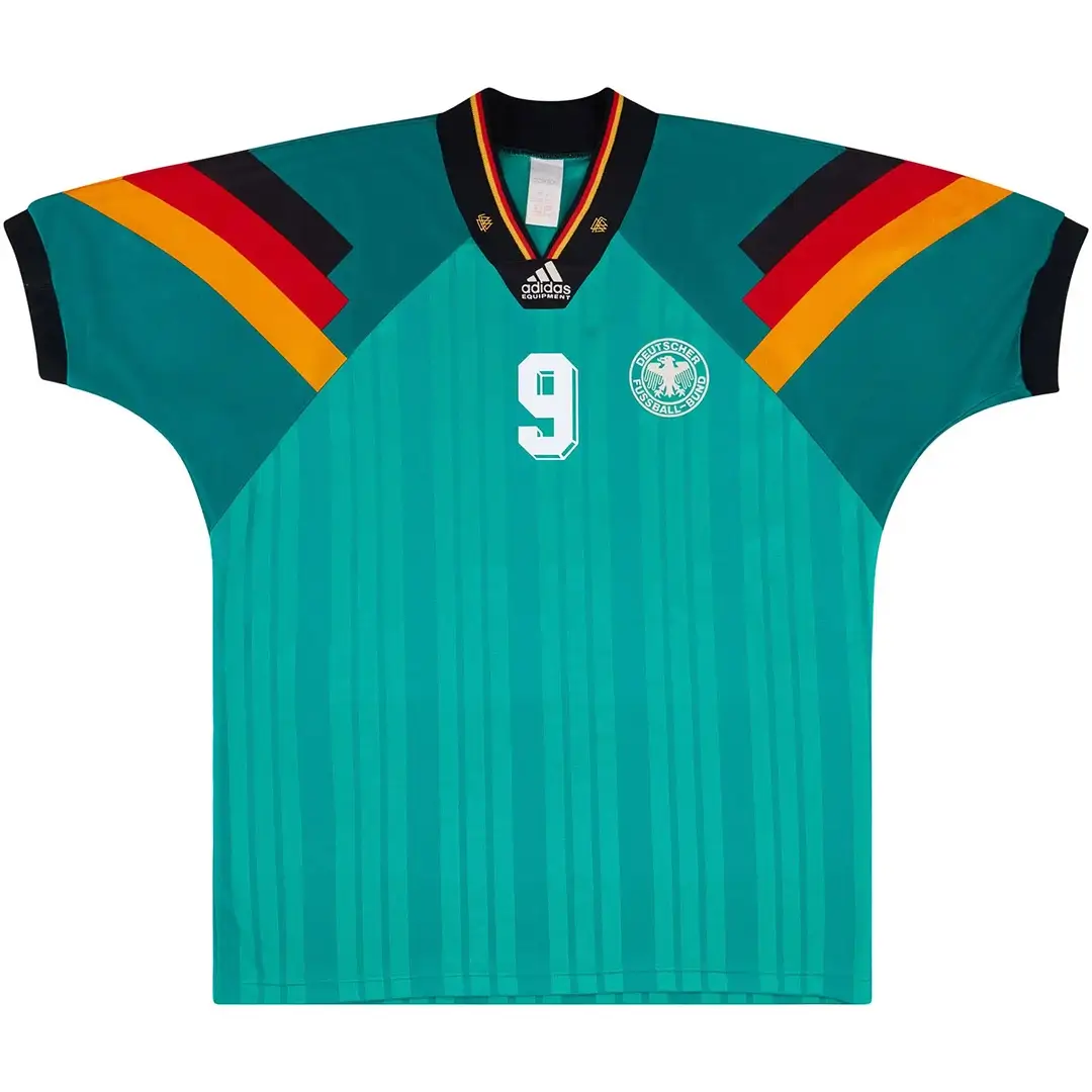 Völler #9 Retro Germany Away Football Jersey Euro Cup 1992