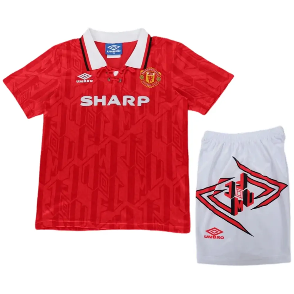 1992-94 Manchester United Home Retro Children's Jersey Set - Fans Edition