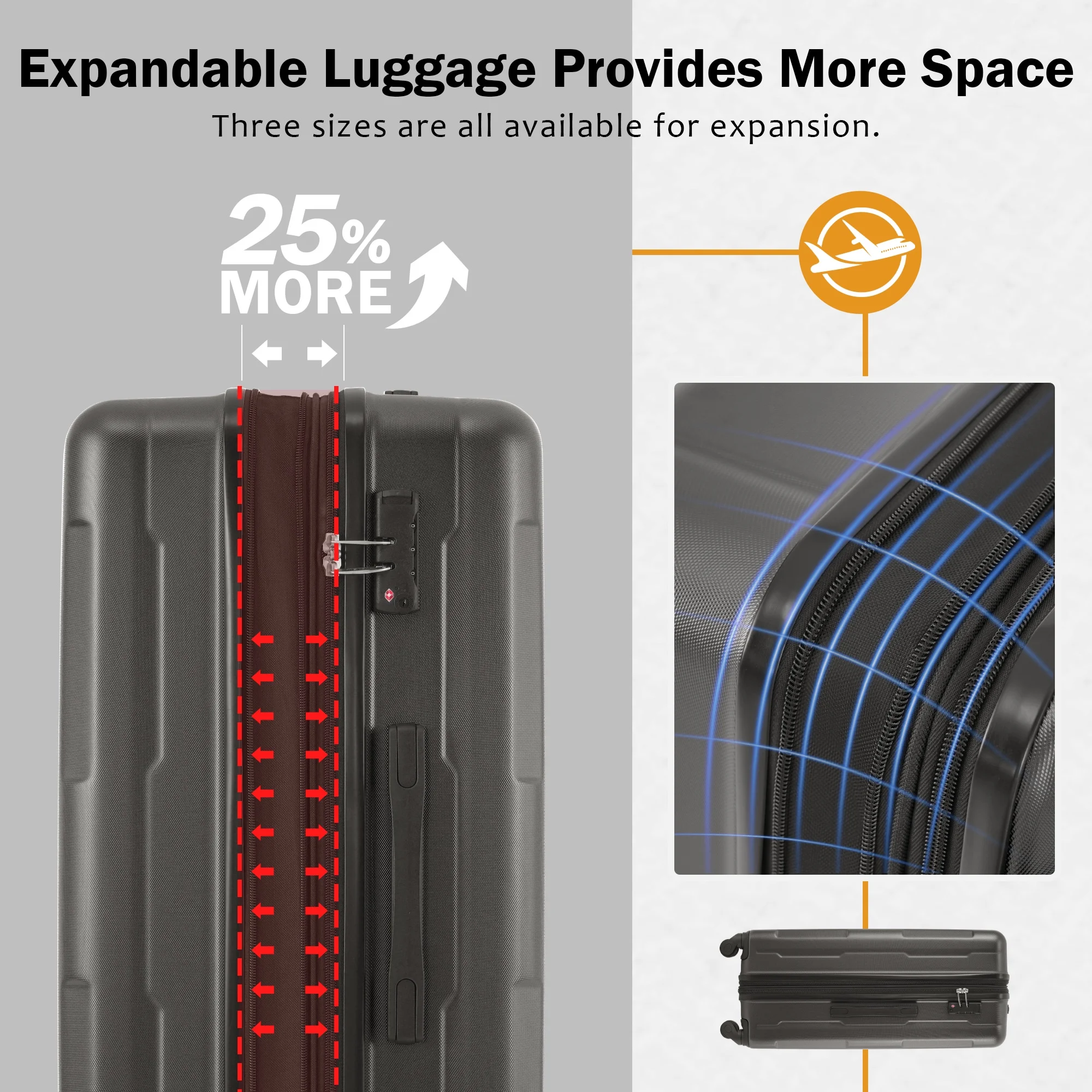 imerelez 2 Piece Luggage Set with Bags Expanable Spinner Wheels ABS Lightweight Suitcase with TSA Lock 20inch+28inch